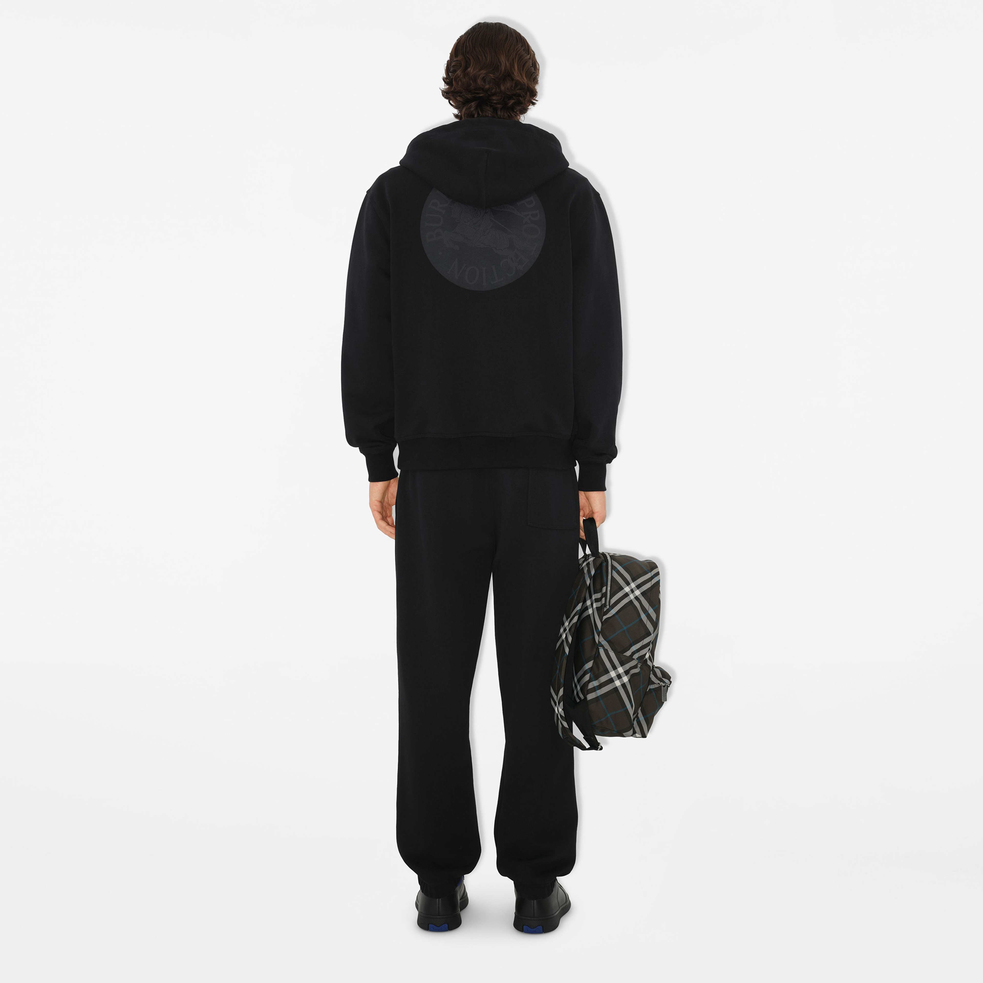 Burberry Sic Badge Cotton Zip Erkek Siyah Hoodie