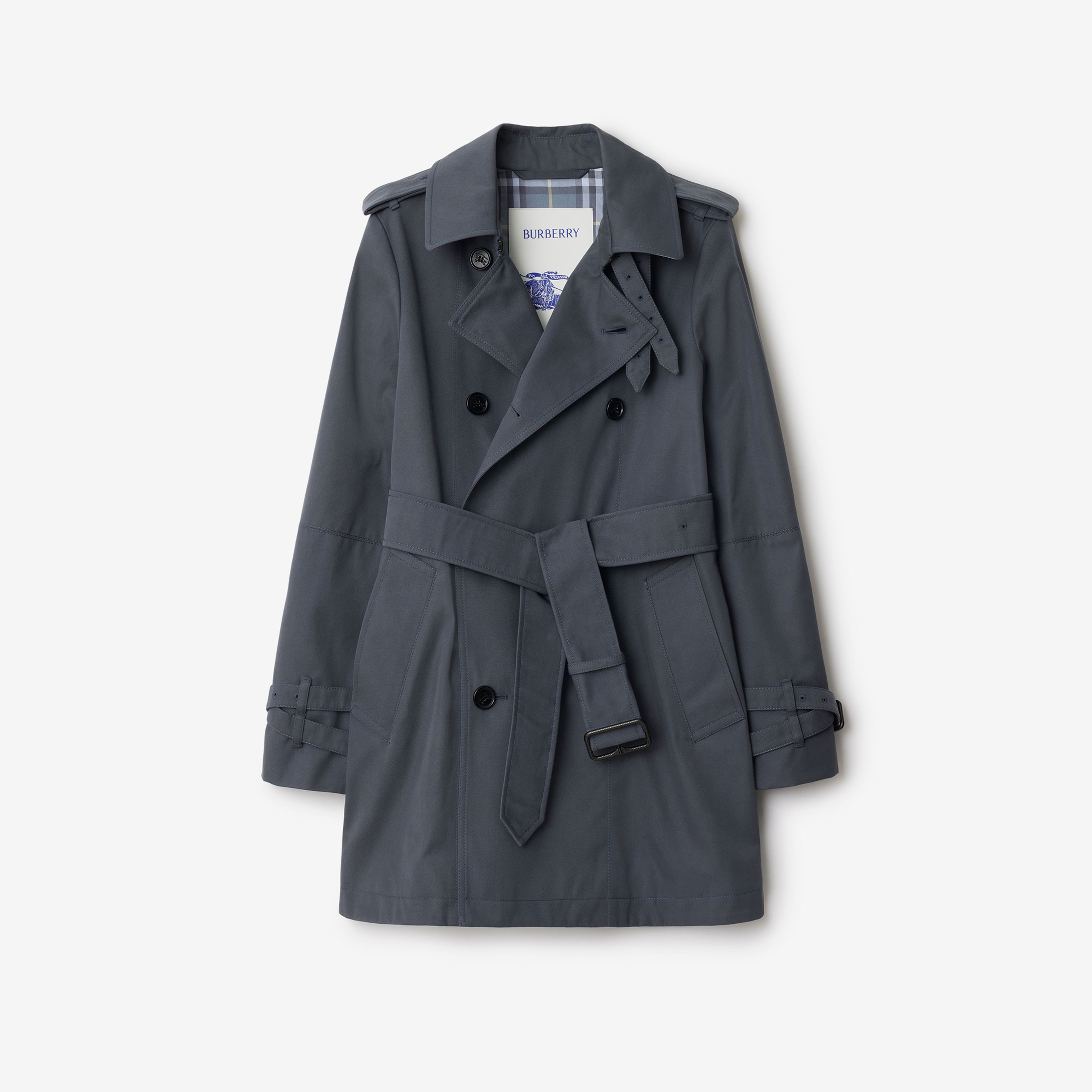 Burberry Cas Short Cotton Blend Kadın Gri Trençkot