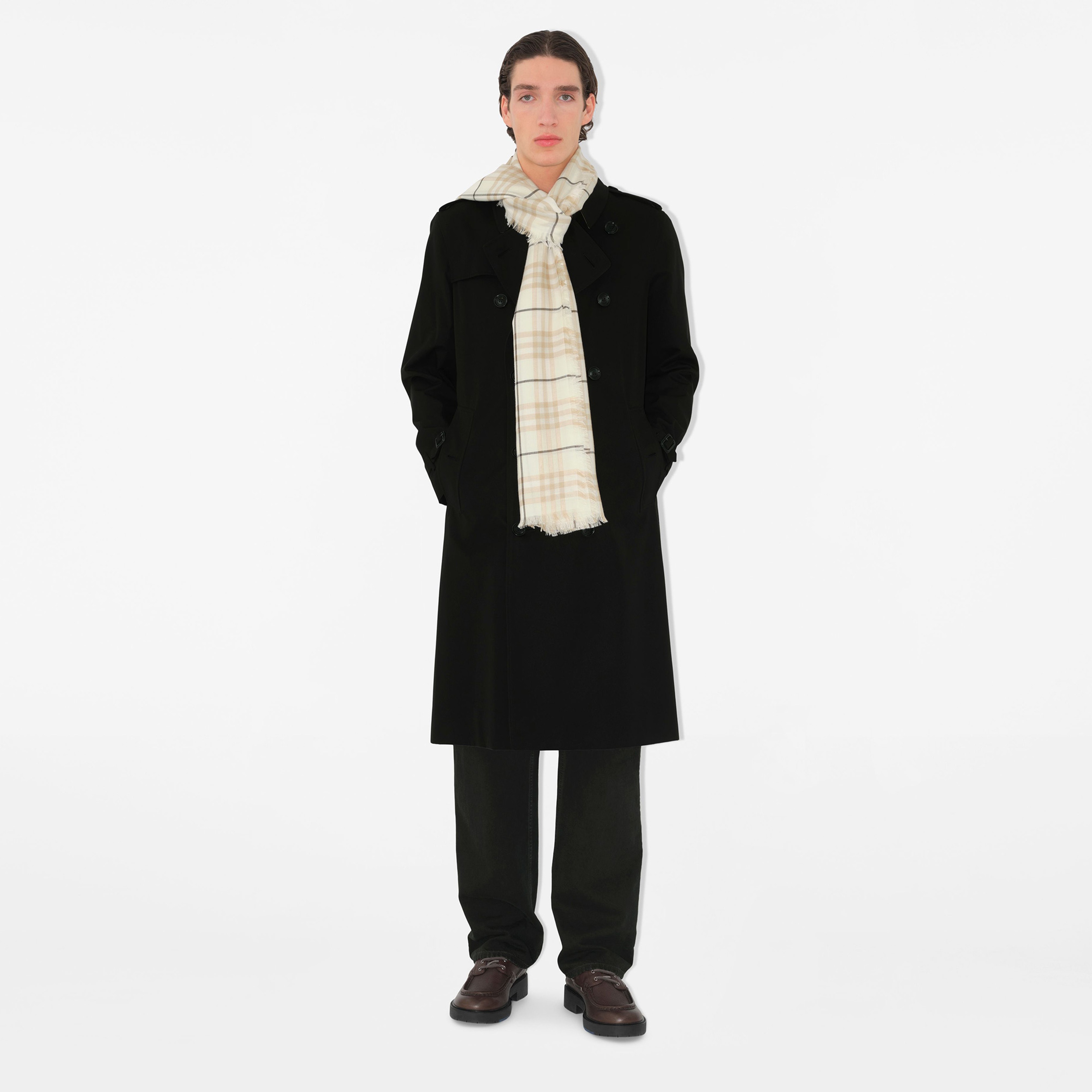 Burberry Med Lw Cashmere Silk Kadın Krem Atkı