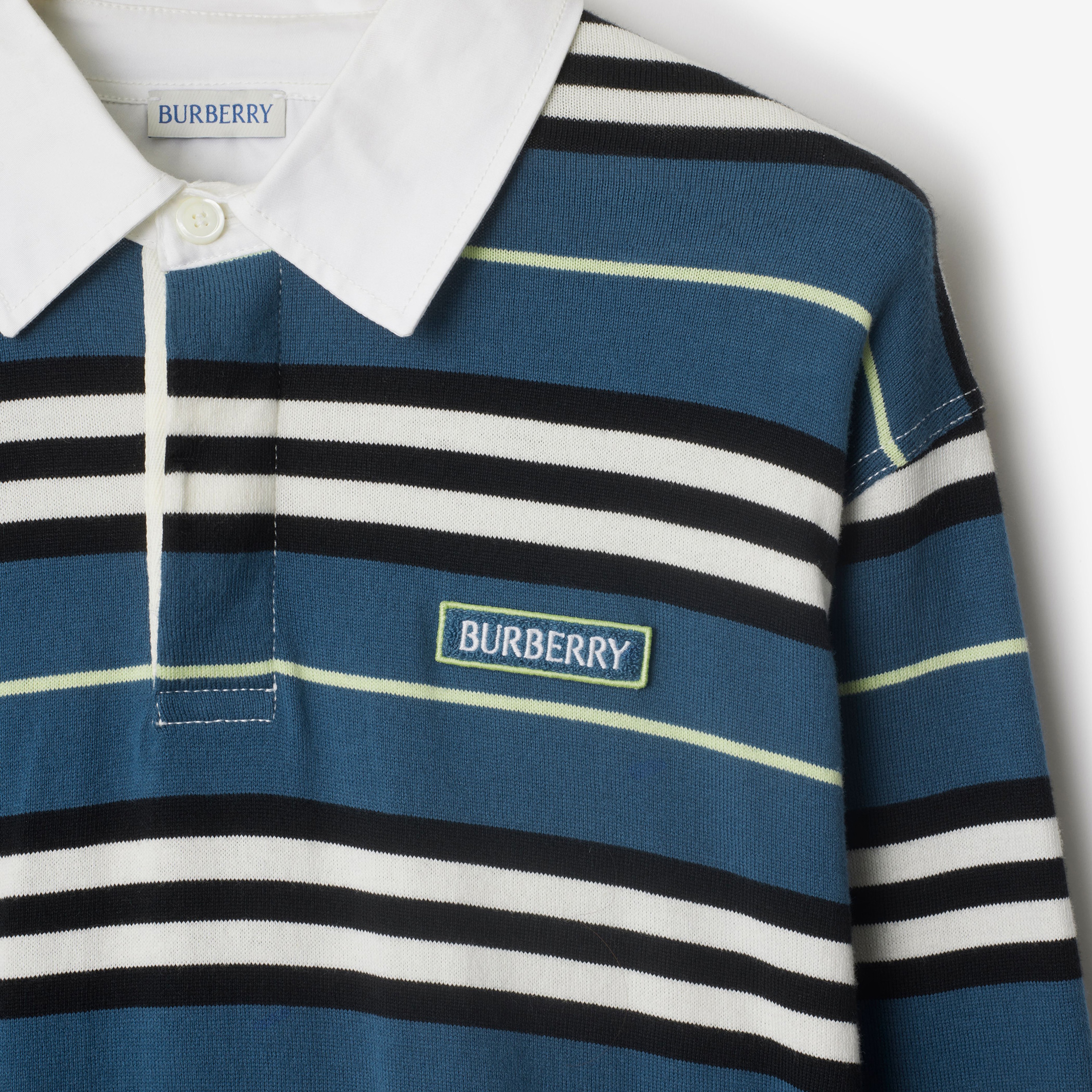 Burberry For Long-Sleeve Striped Cotton Erkek Lacivert Polo