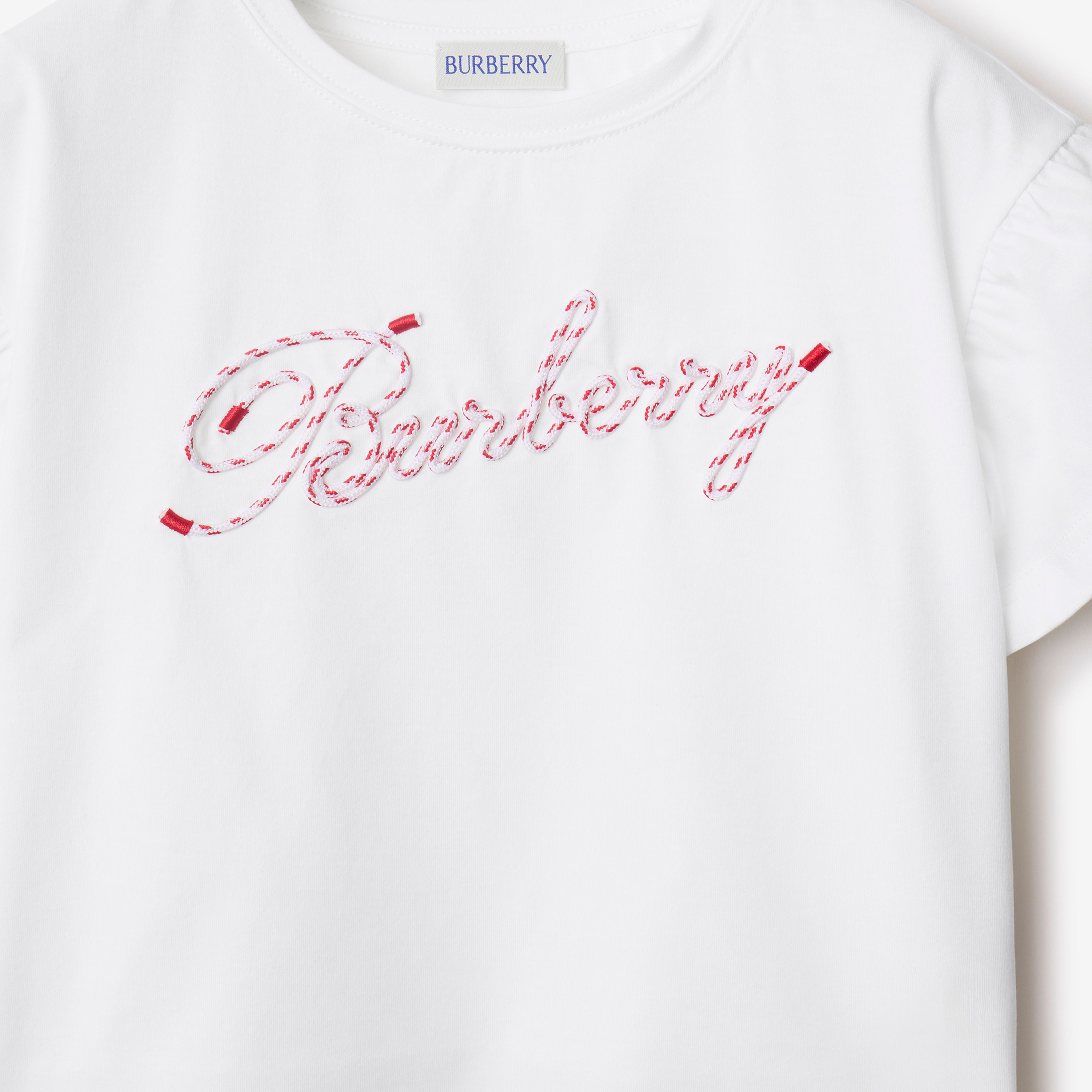 Burberry Roxy Rope Laces Logo Cotton Çocuk Beyaz T-Shirt