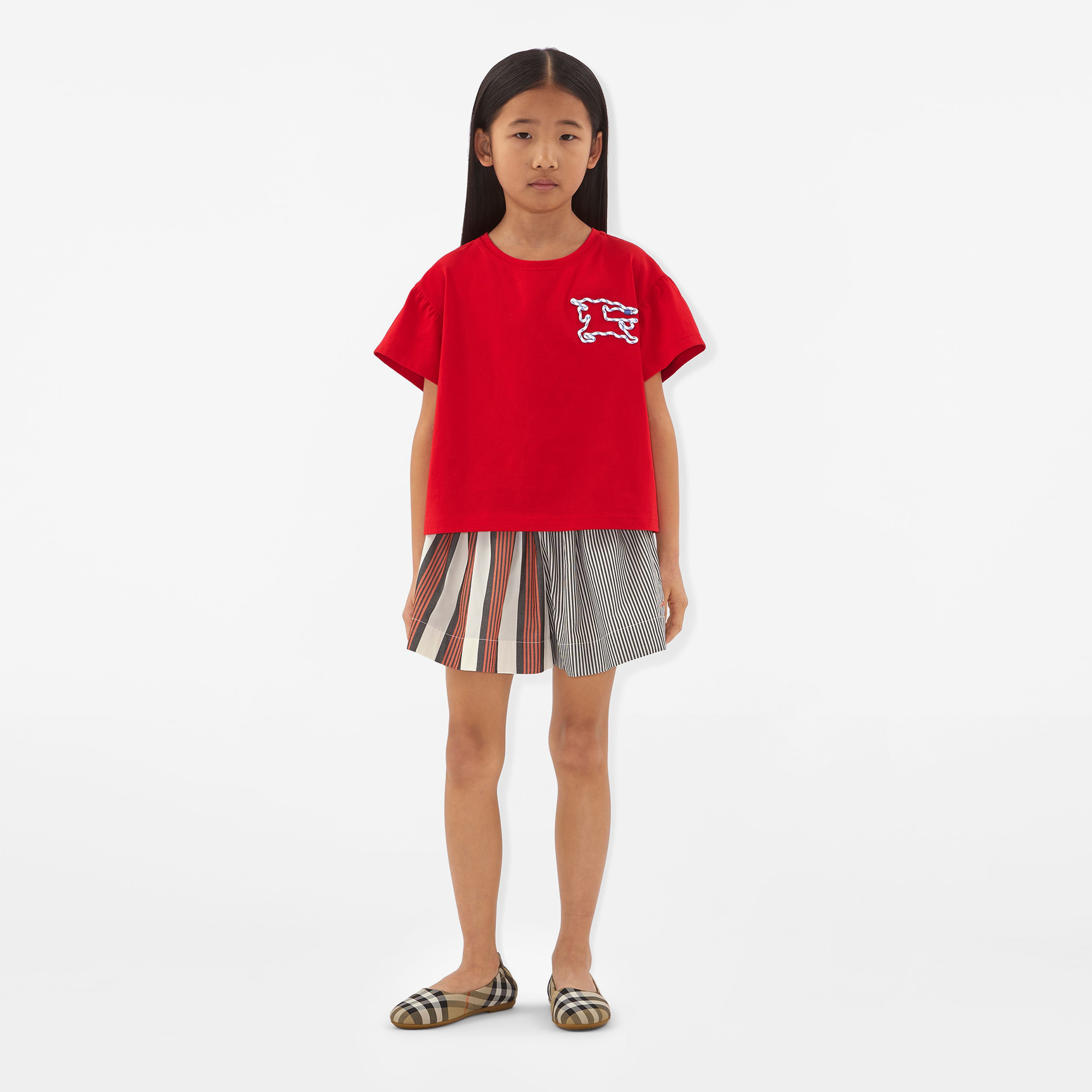 Burberry Roxy Rope Laces Cotton Çocuk Kırmızı T-Shirt