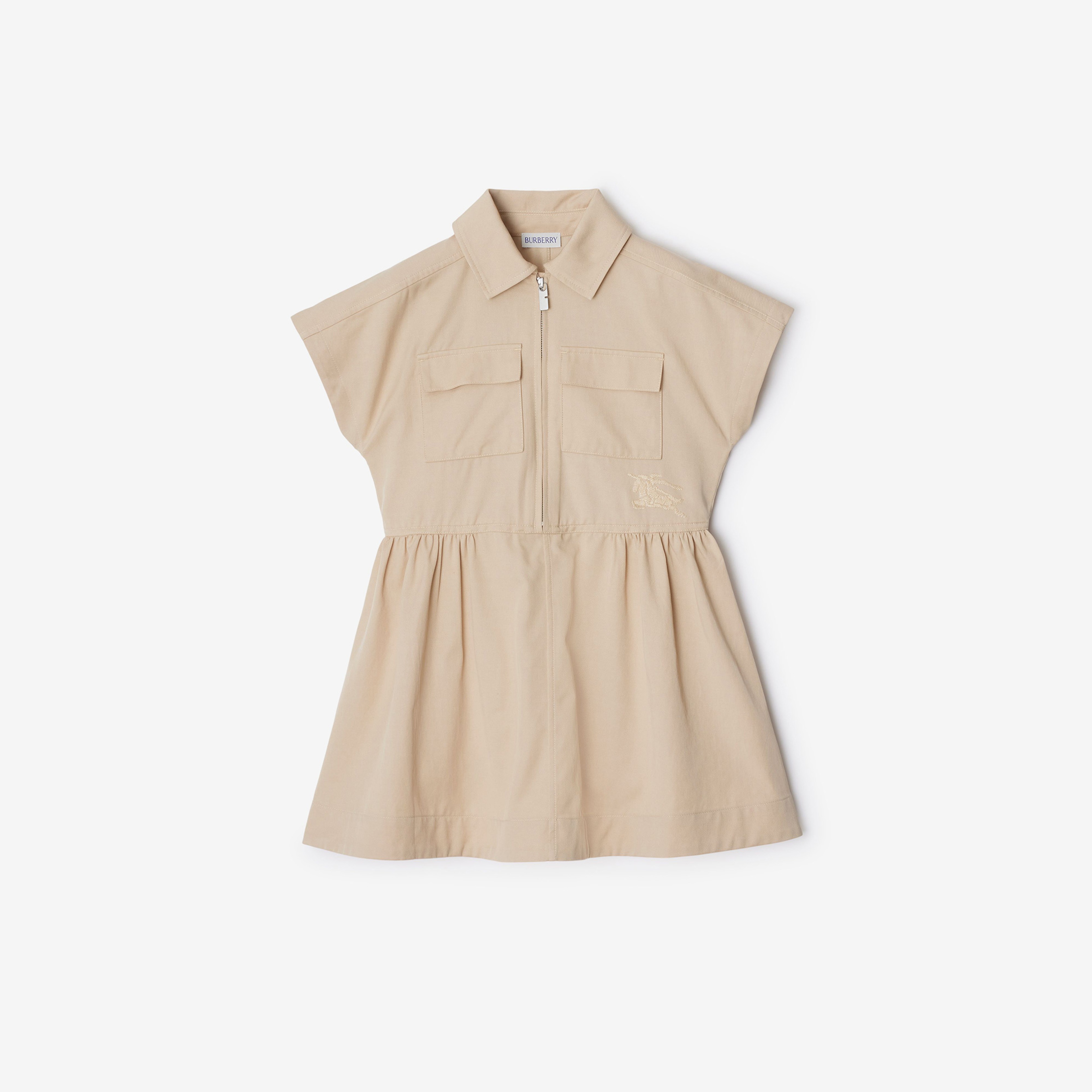 Burberry Cynthie Cotton Blend Çocuk Bej Elbise