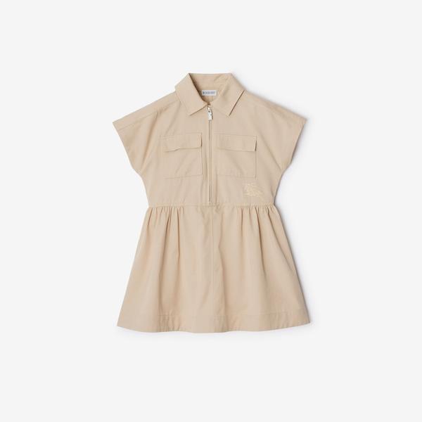 Burberry Cynthie Cotton Blend Çocuk Bej Elbise