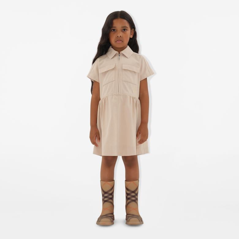 Burberry Cynthie Cotton Blend Çocuk Bej Elbise