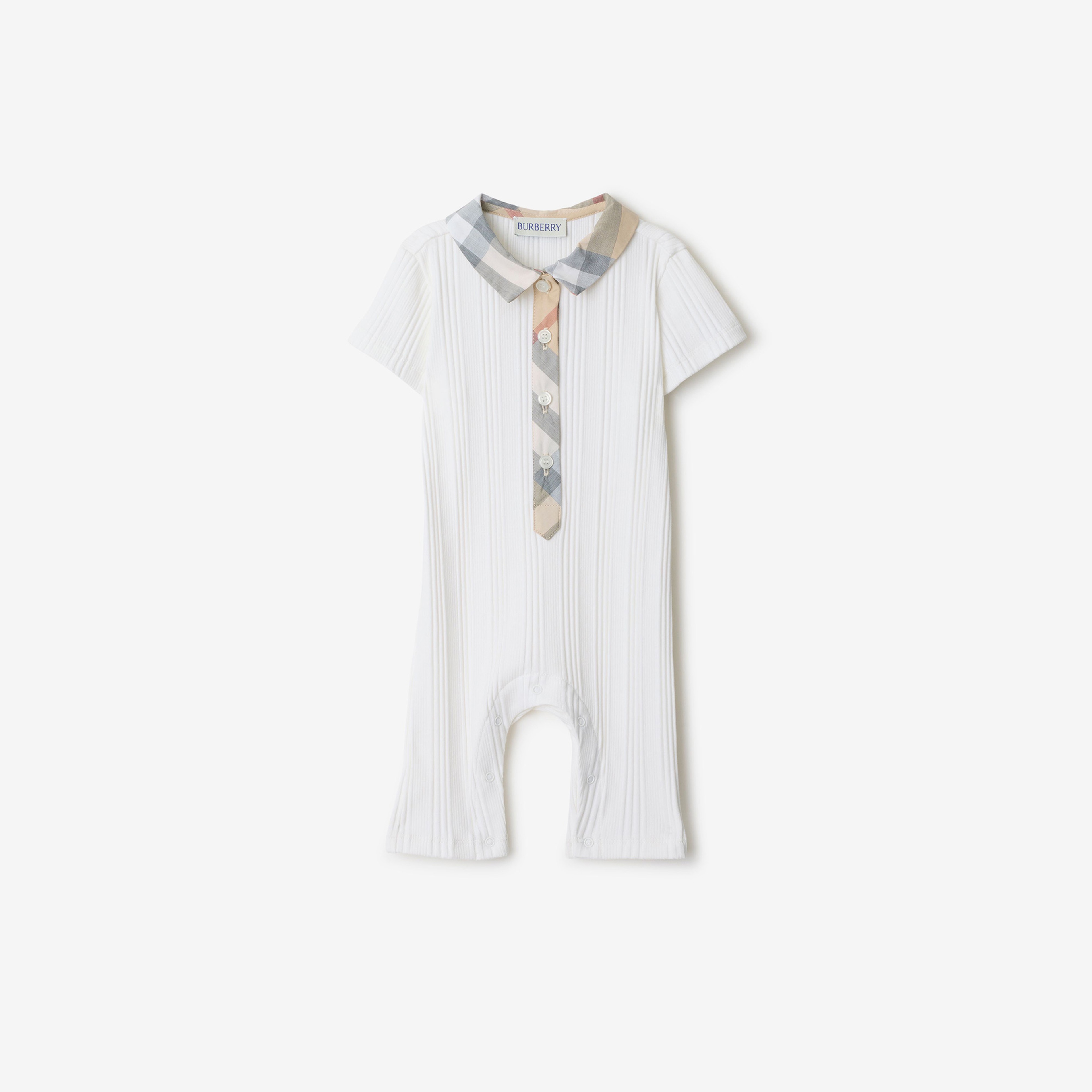 Burberry Jaxon Stretch Cotton Playsuit Çocuk Beyaz Tulum