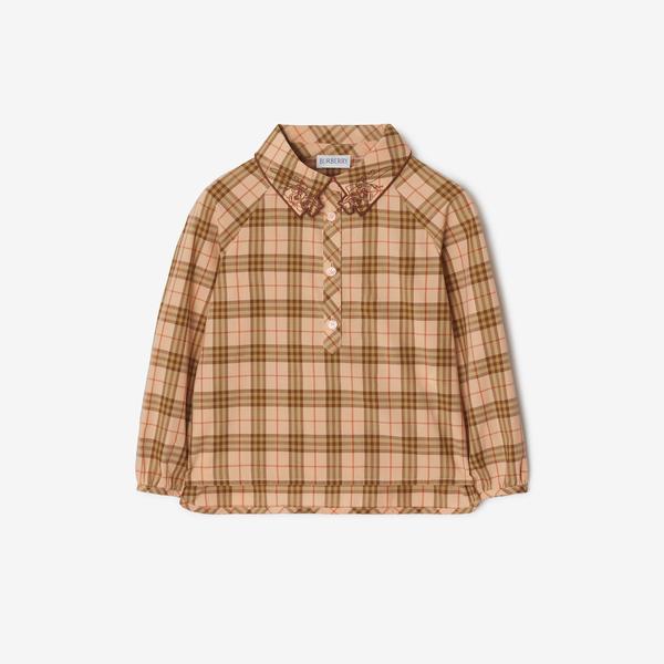 Burberry Elodie Cotton Çocuk Pembe Gömlek
