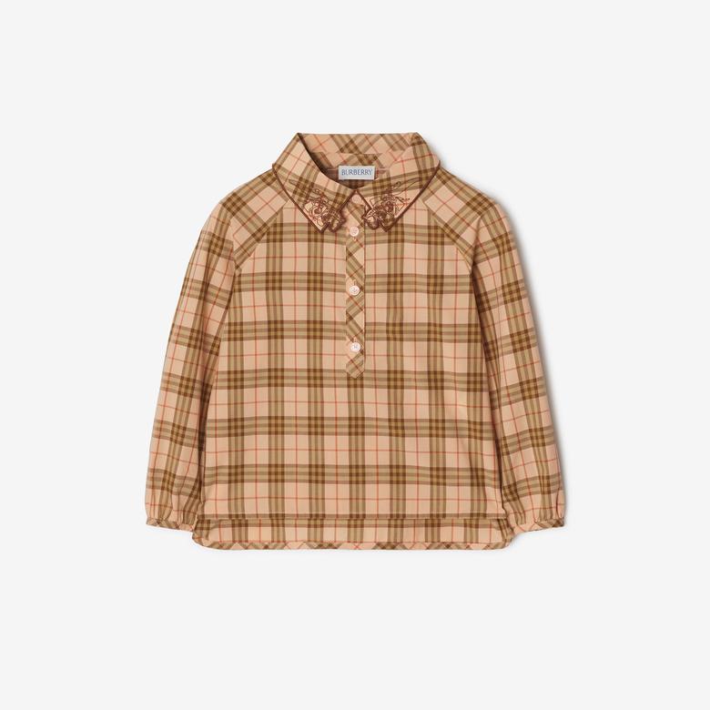 Burberry Elodie Cotton Çocuk Pembe Gömlek