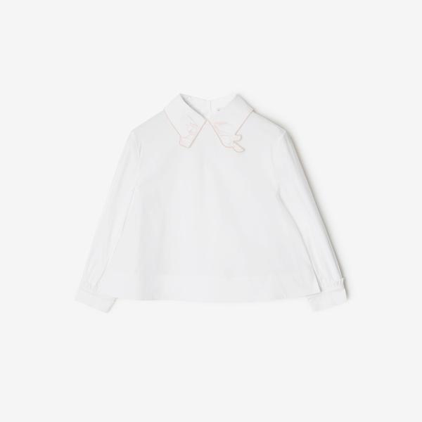 Burberry Cora Cotton Çocuk Beyaz Gömlek