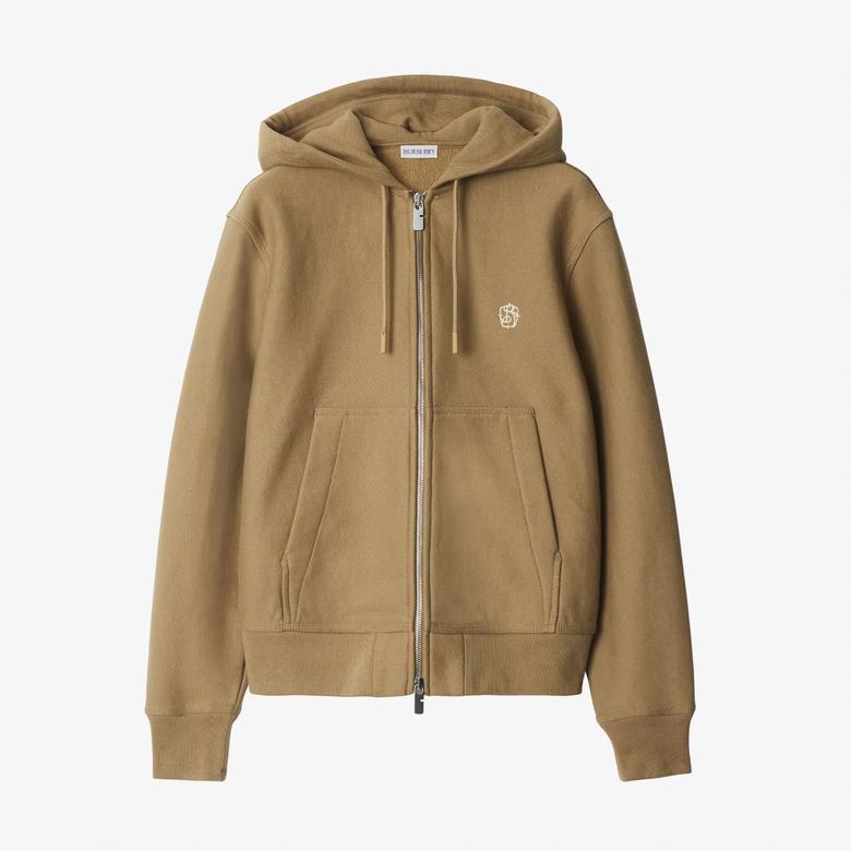 Burberry Ped Cotton Blend Zip Kadın Bej Hoodie