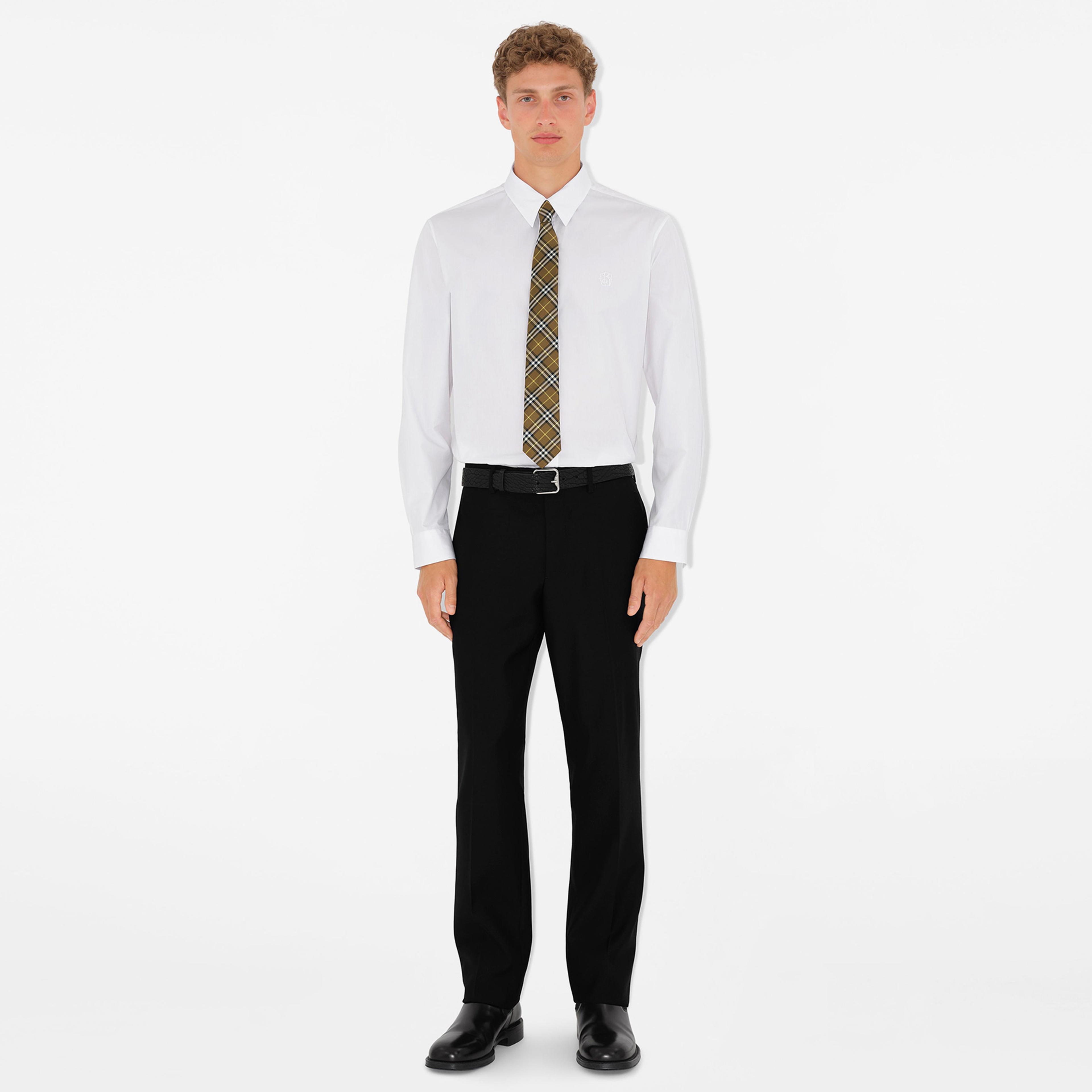 Burberry Check İpek Erkek Haki Kravat