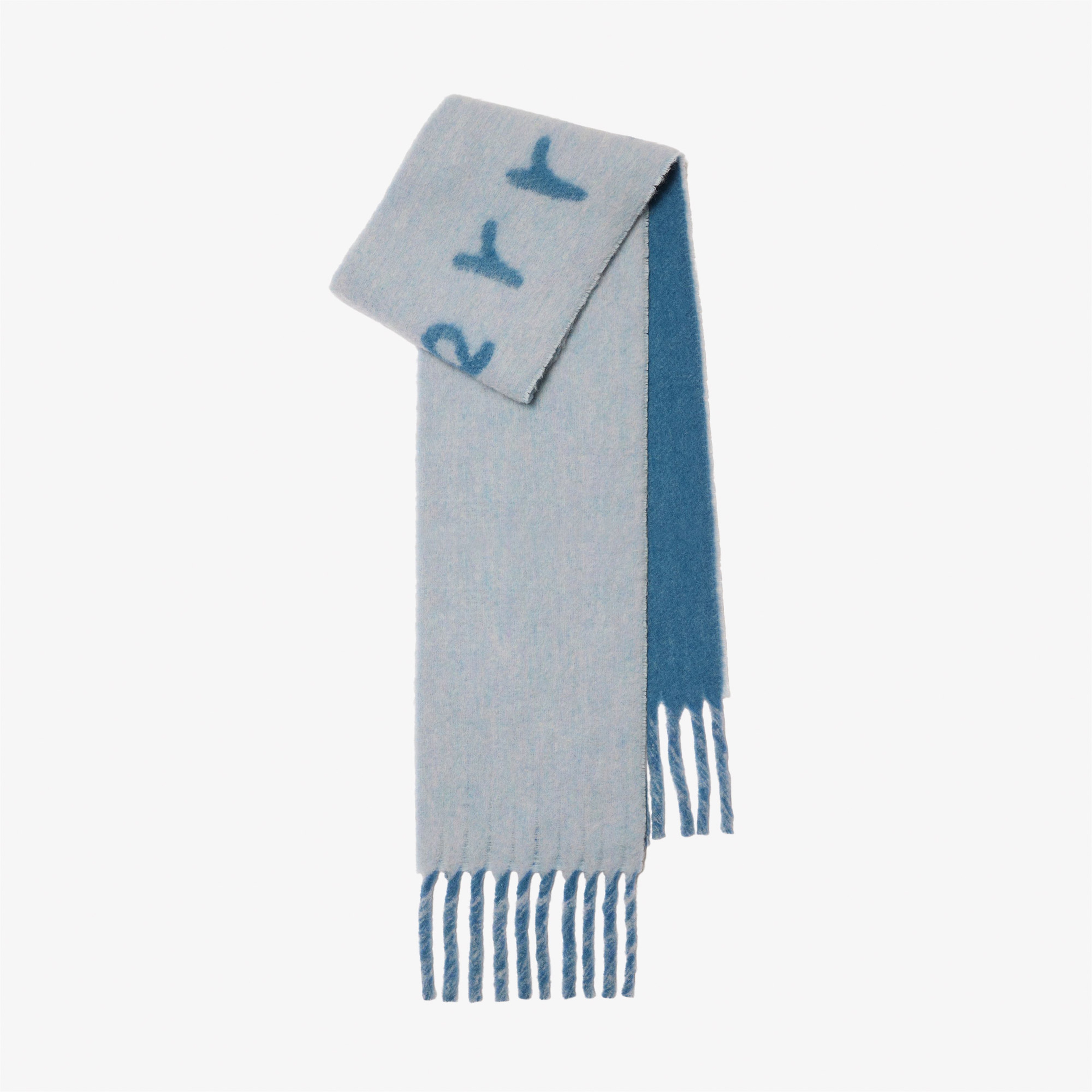 Burberry Reversible Logo Alpaca Yün Blend Kadın Mavi Atkı