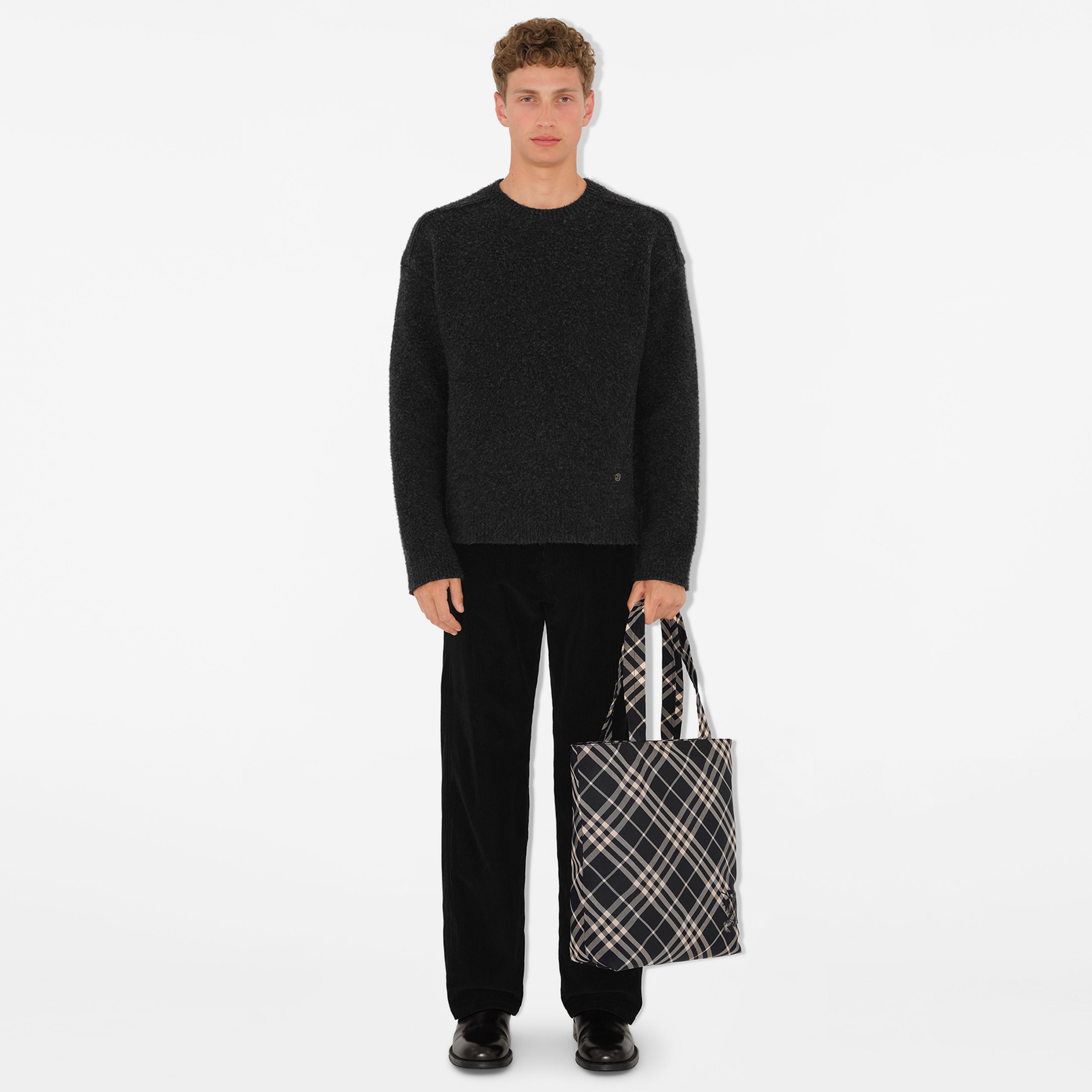 Burberry Check Tote Erkek Siyah El Çantası