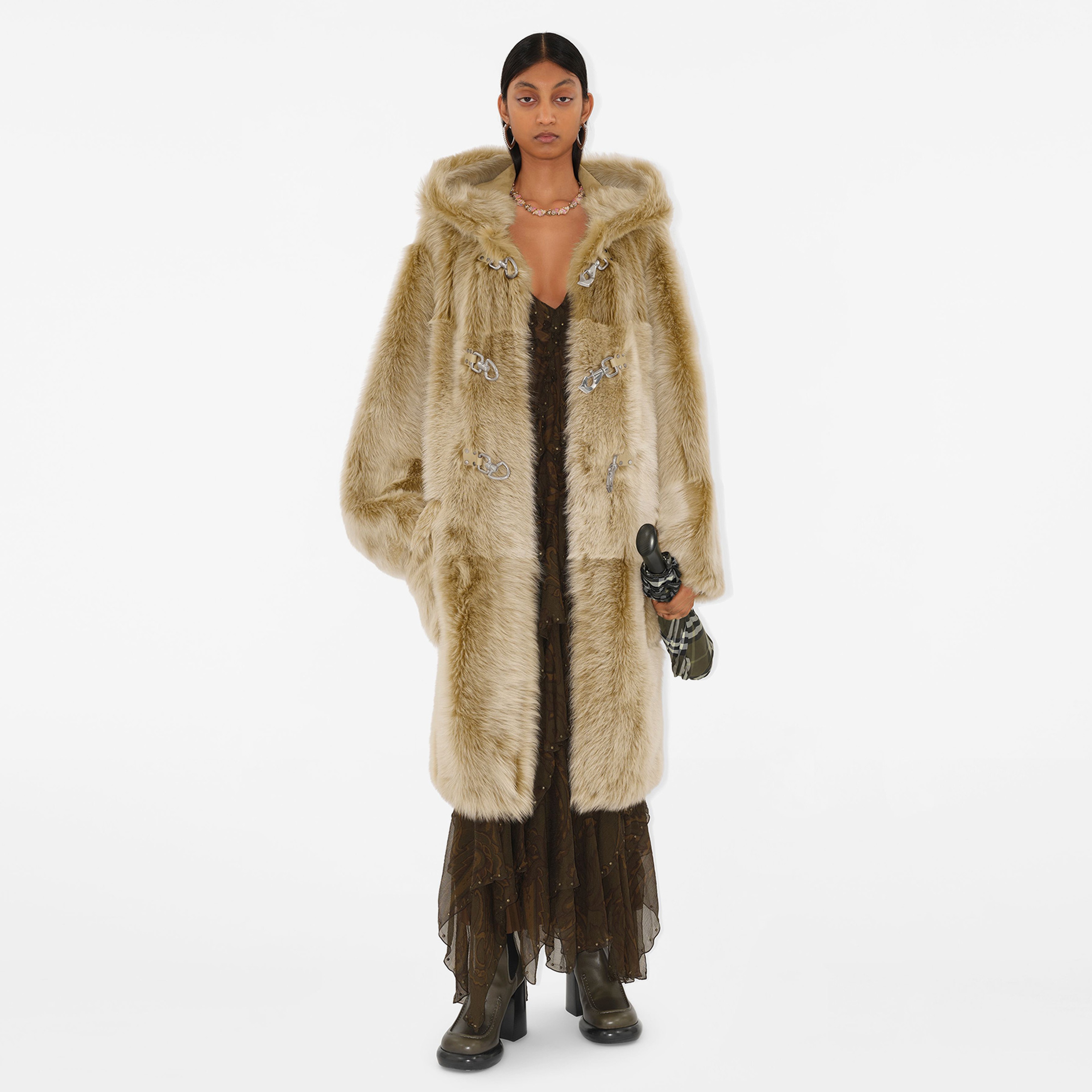 Burberry Pel Shearling Duffle Kadın Kahverengi Mont