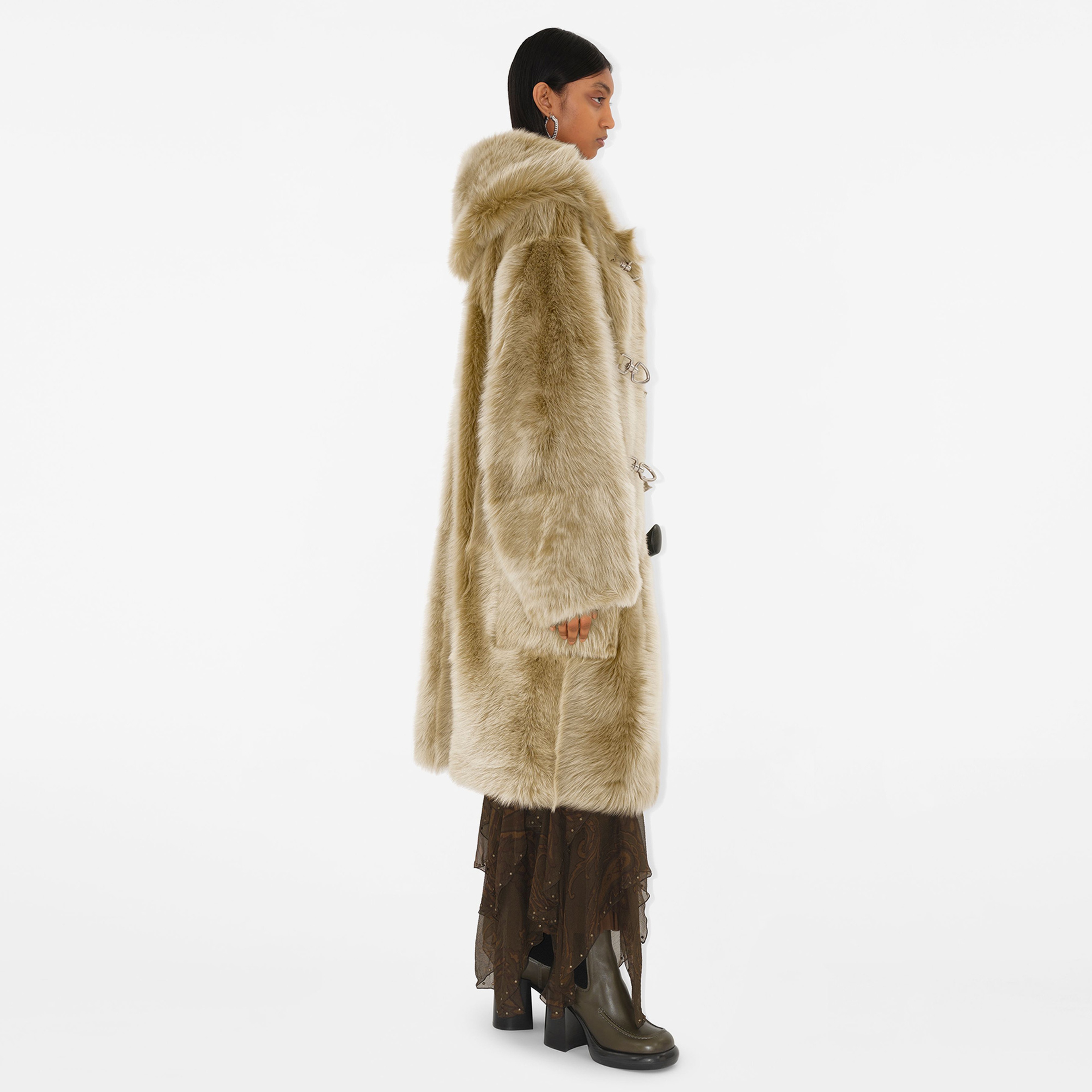 Burberry Pel Shearling Duffle Kadın Kahverengi Mont