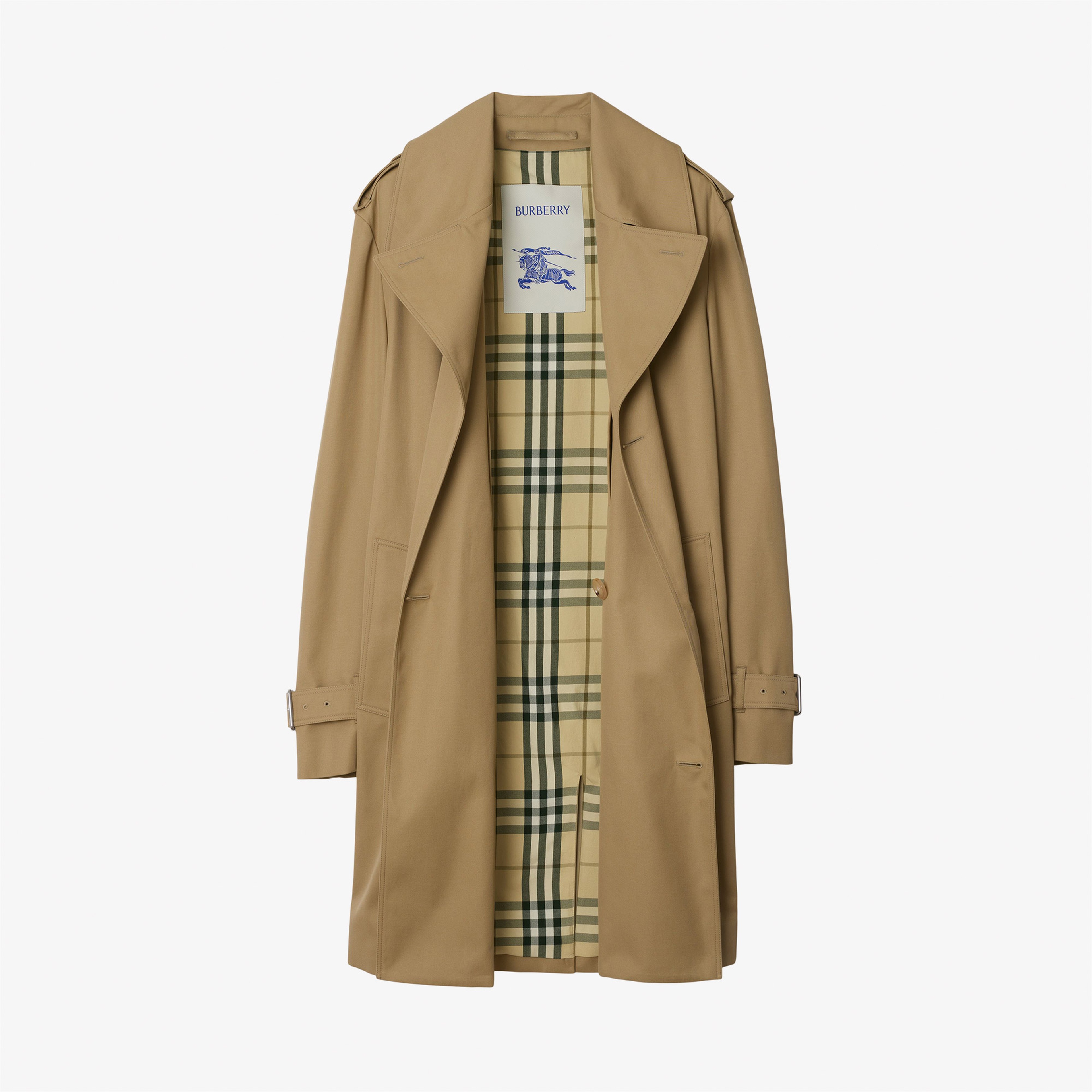 Burberry Giu Mid-Length Cotton Blend Kadın Bej Trençkot