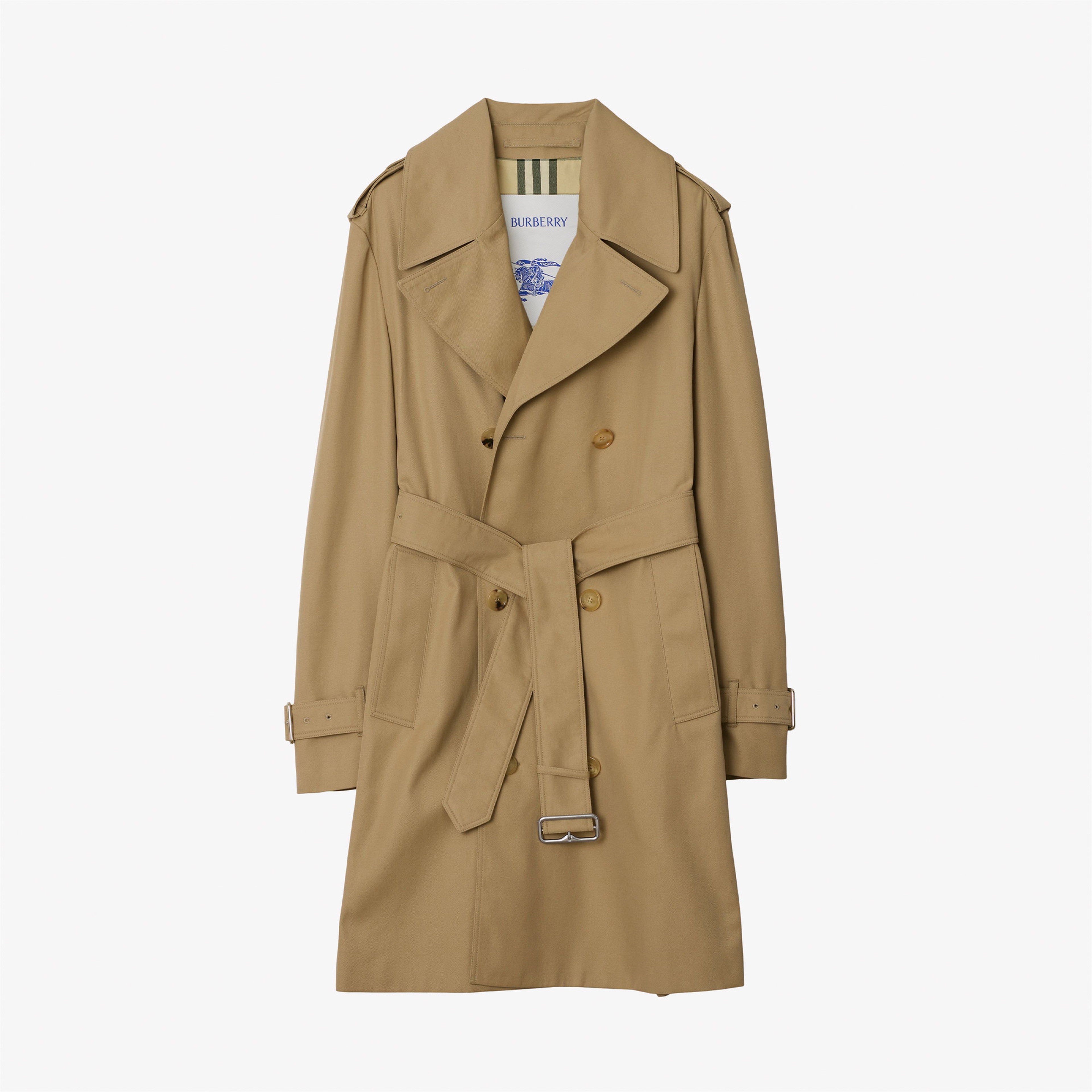 Burberry Giu Mid-Length Cotton Blend Kadın Bej Trençkot