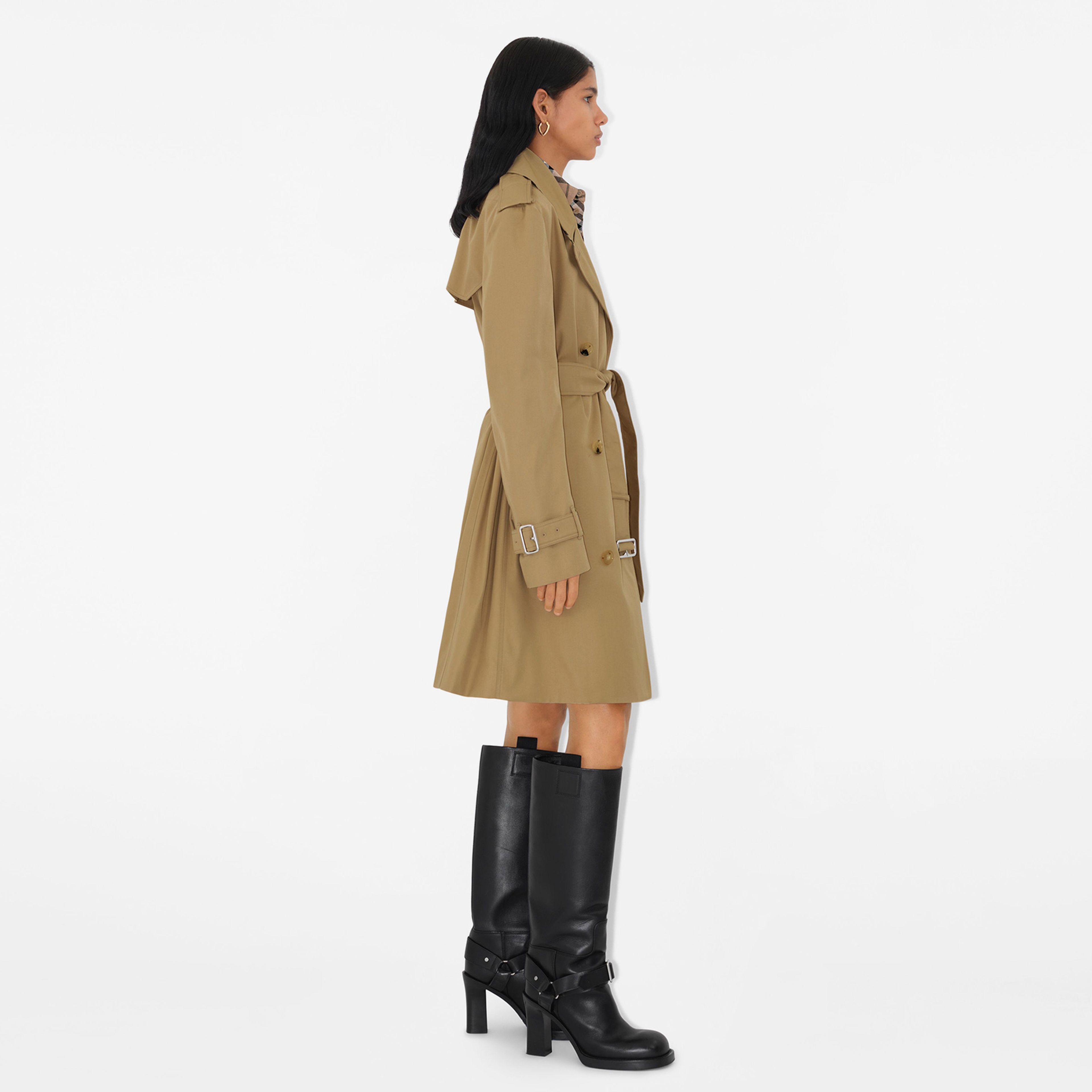 Burberry Giu Mid-Length Cotton Blend Kadın Bej Trençkot