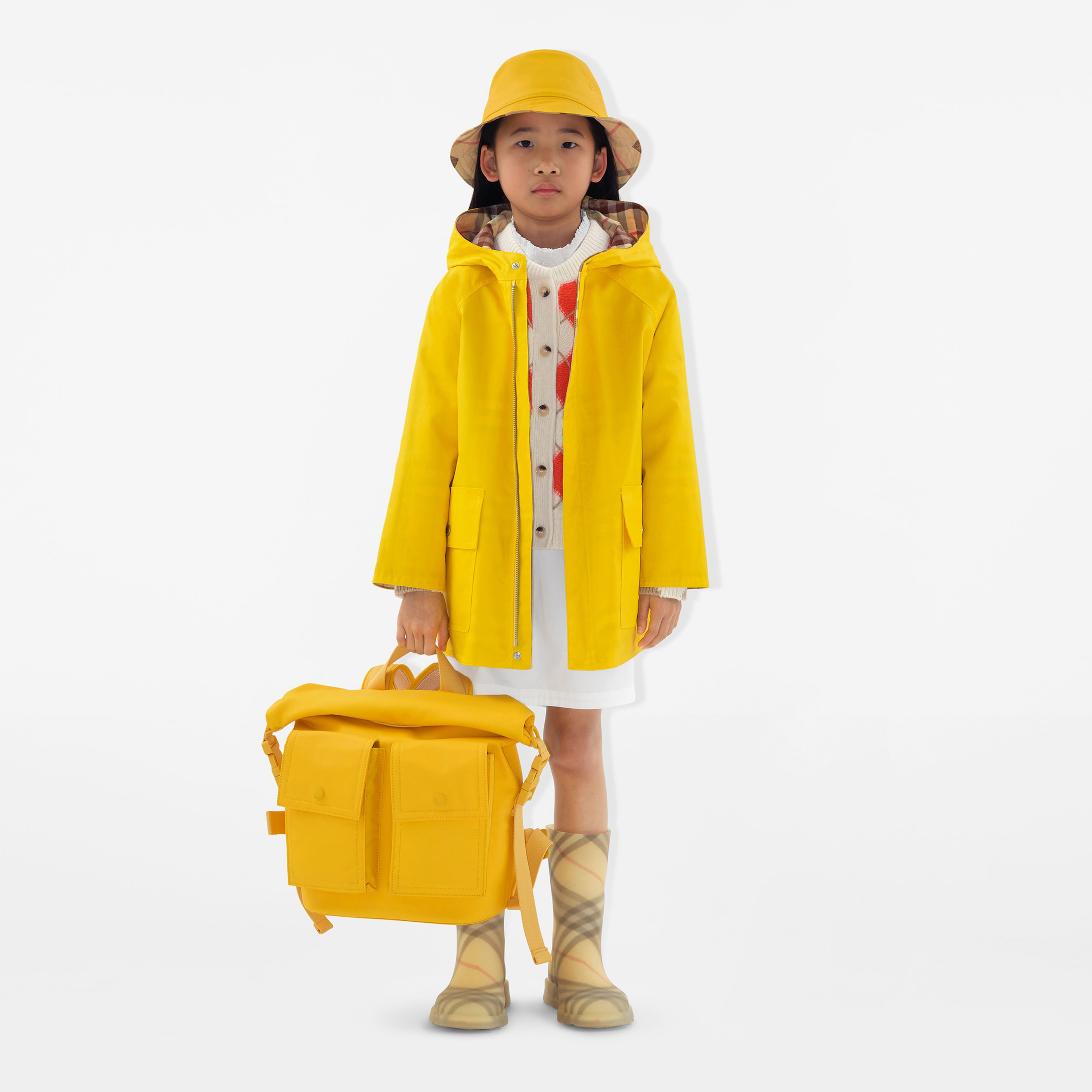 Burberry Laminated Cotton Çocuk Sarı Sırt Çantası