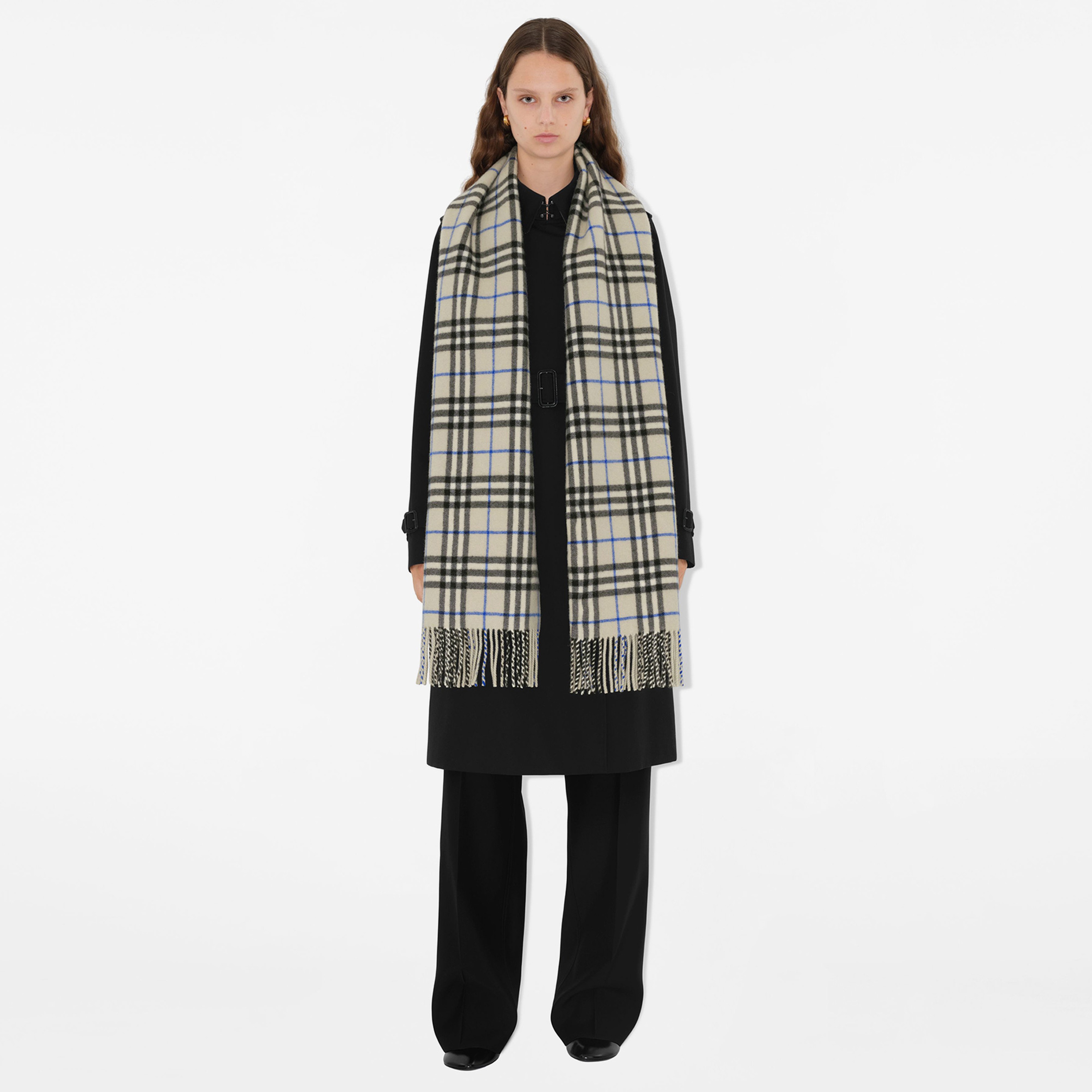 Burberry Check Kaşmir Kadın Krem Rengi Atkı