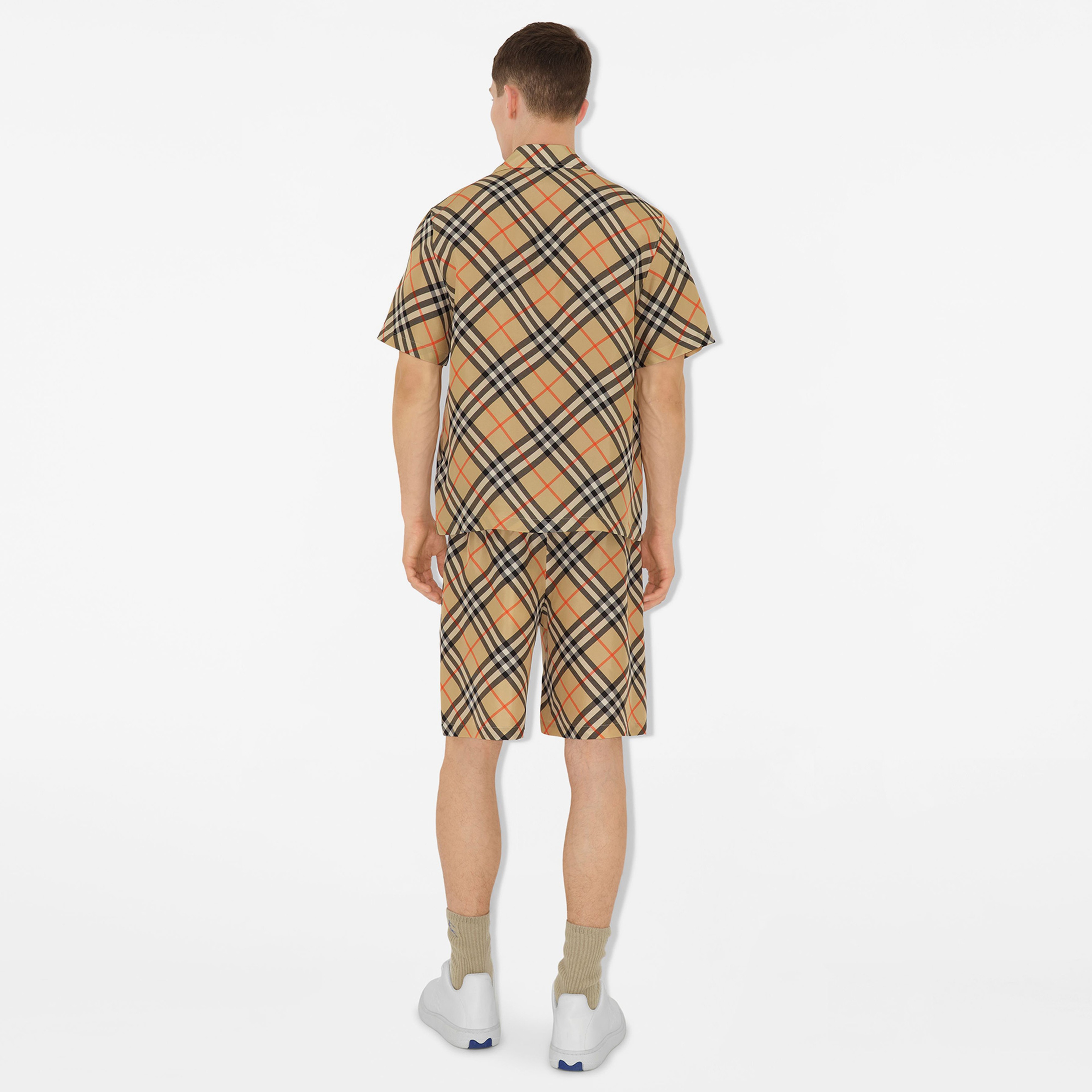 Burberry Oversized Check İpek Erkek Bej Gömlek