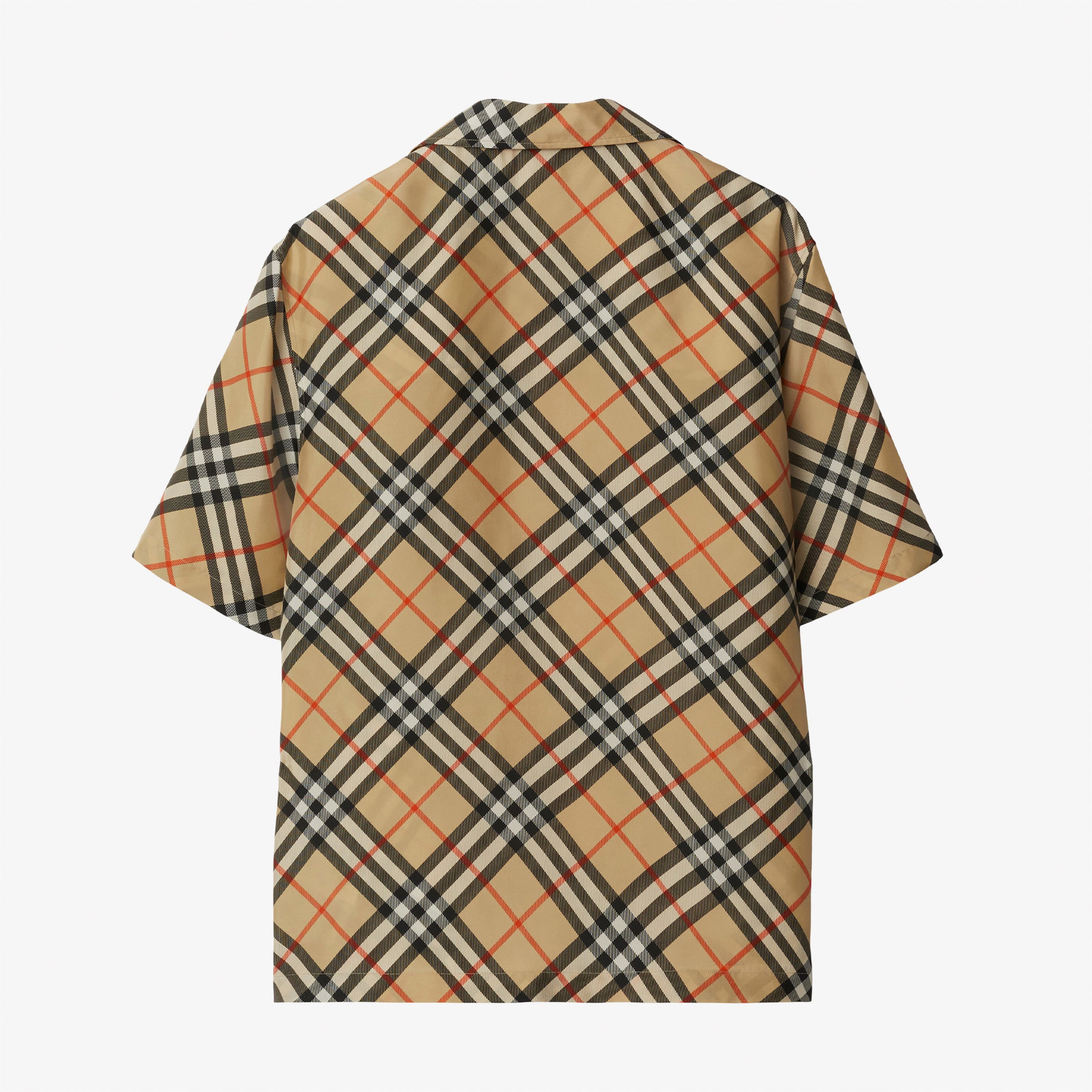 Burberry Oversized Check İpek Erkek Bej Gömlek