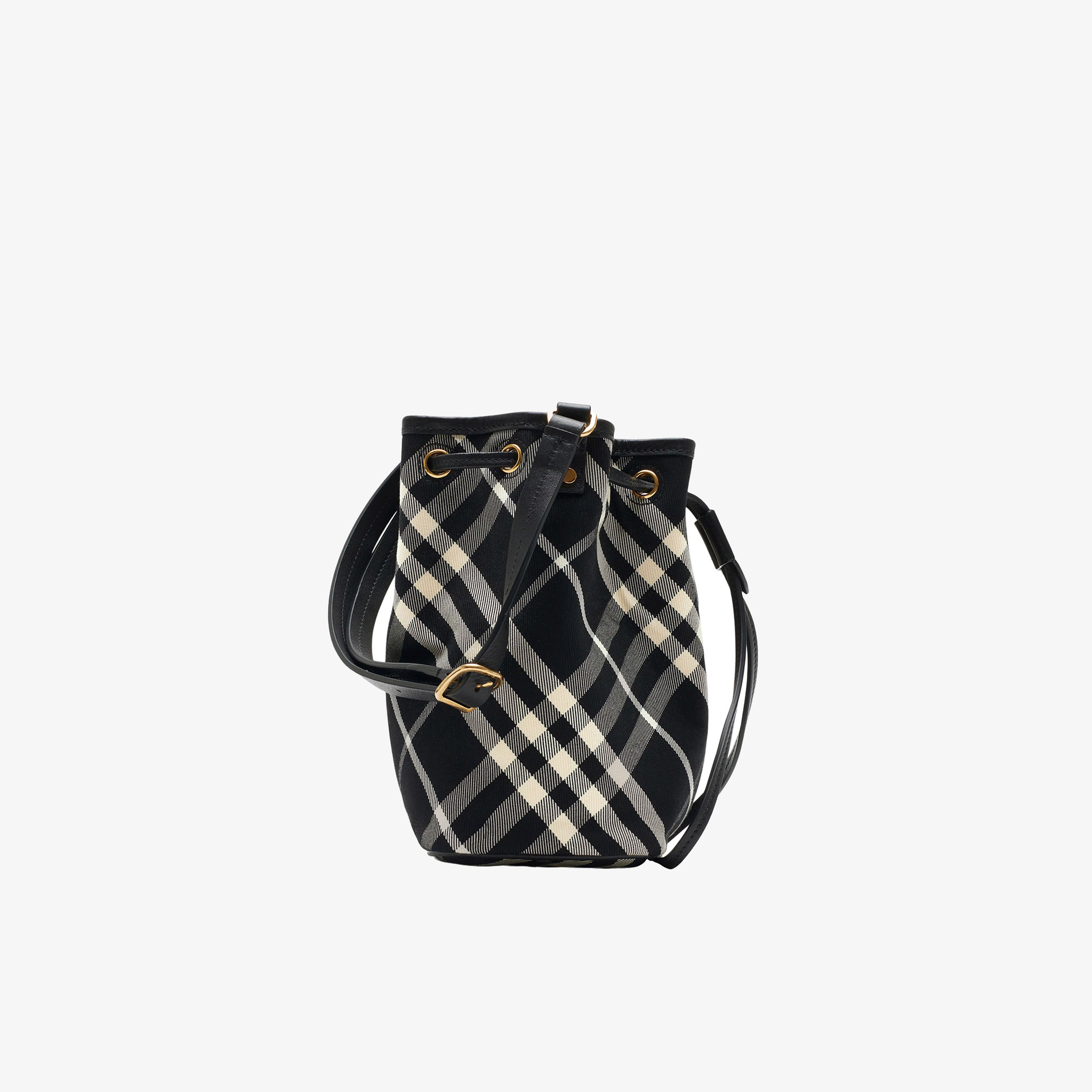 Burberry Mini Check Bucket Kadın Siyah Omuz Çantası