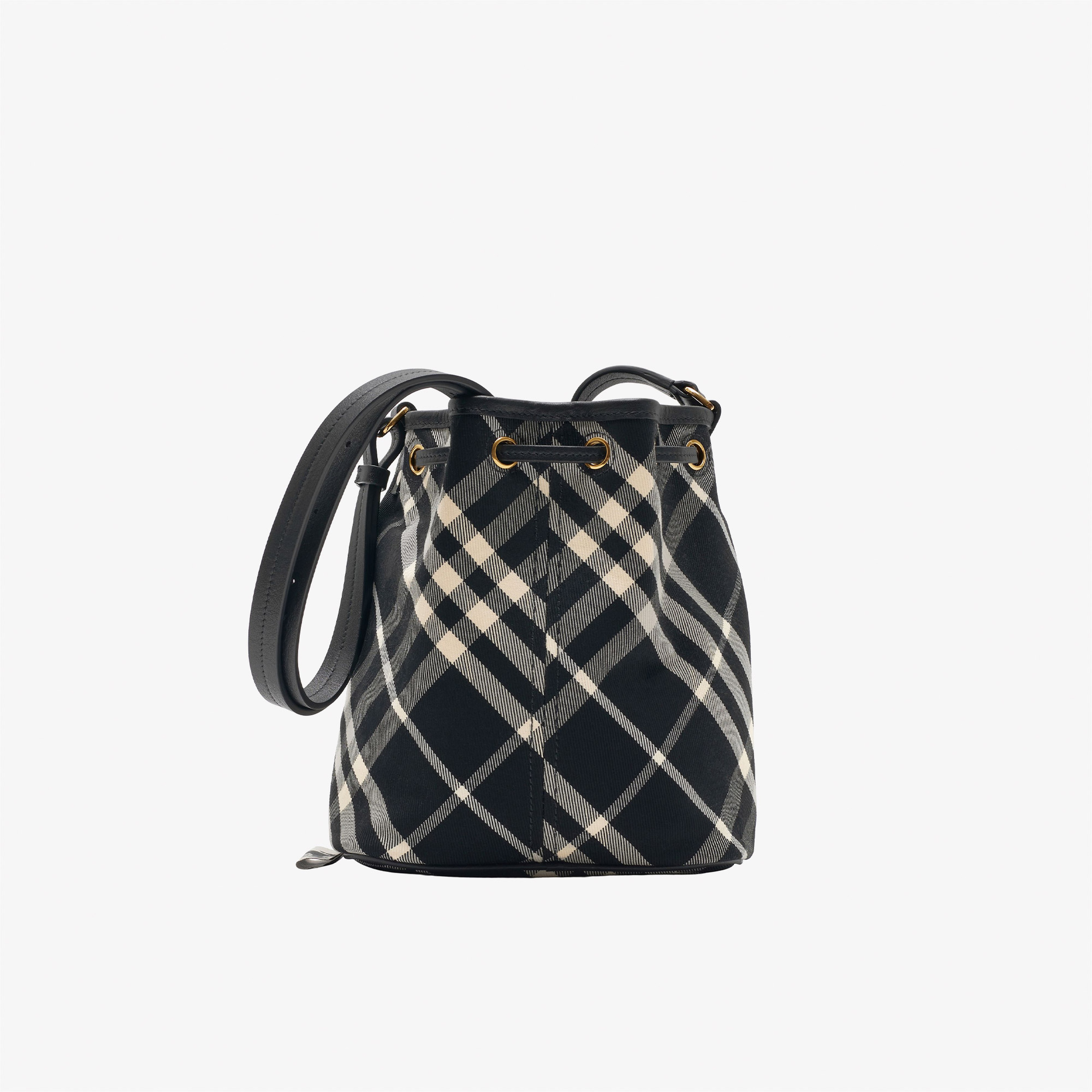 Burberry Mini Check Bucket Kadın Siyah Omuz Çantası