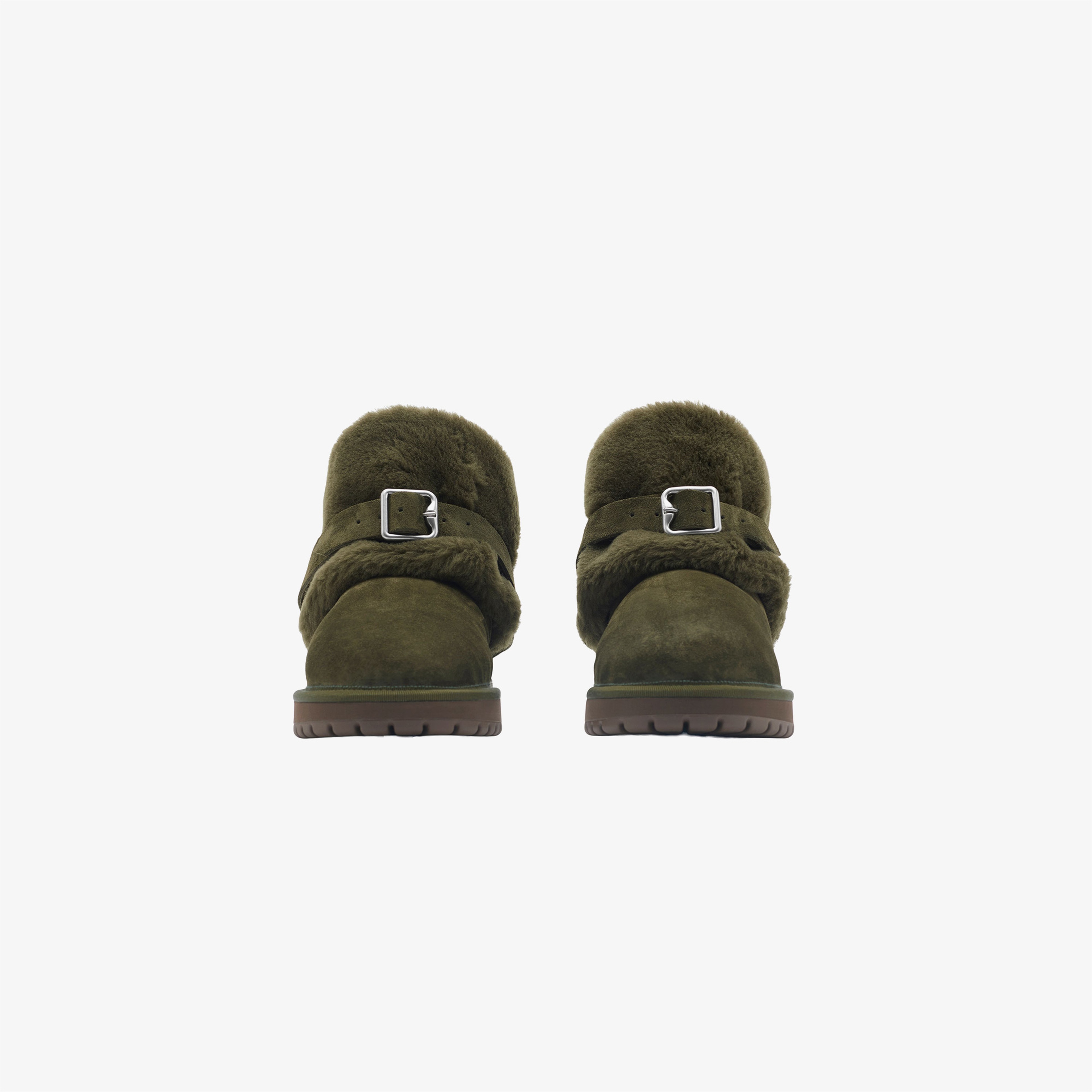Burberry Suede and Shearling Chubby Kadın Haki Bot