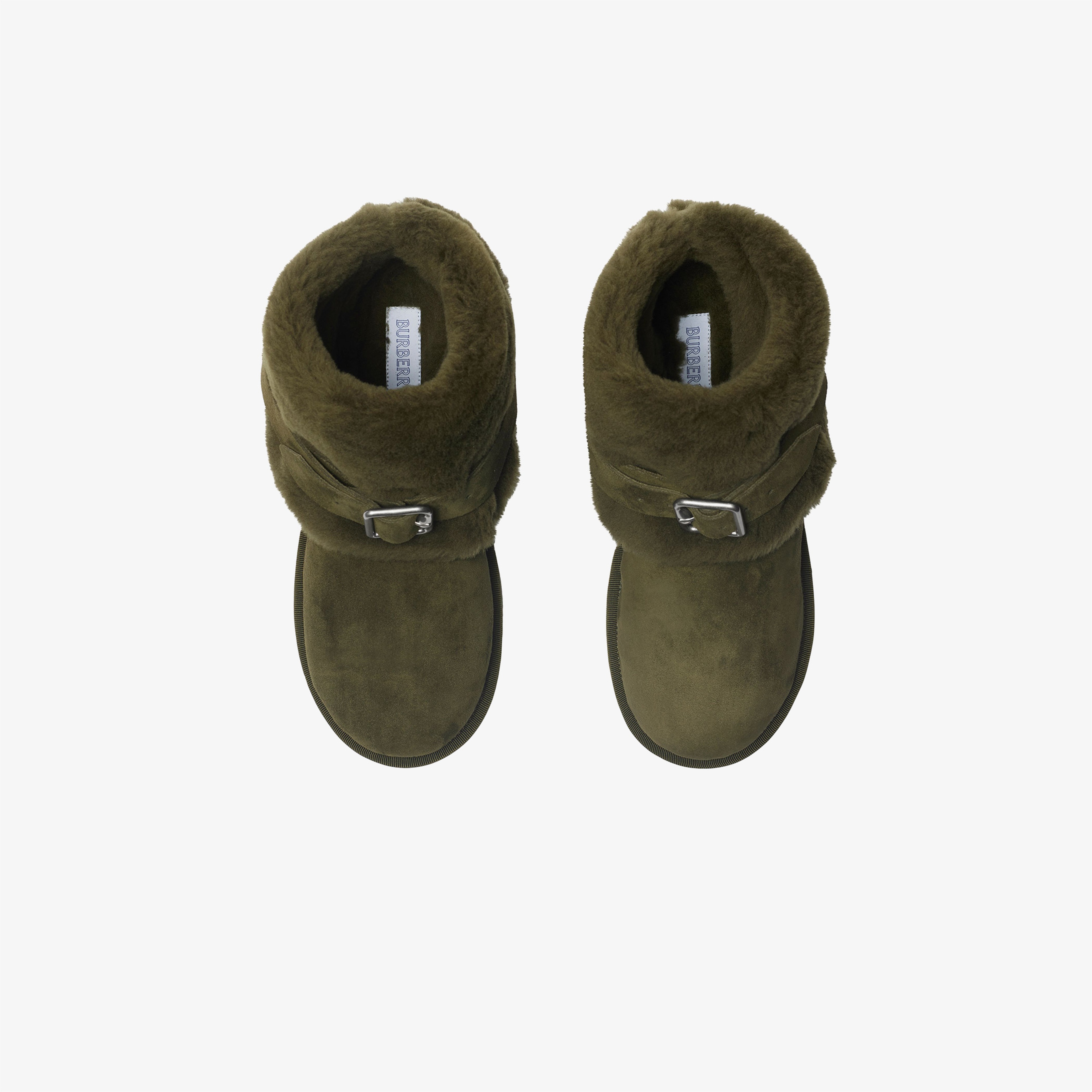 Burberry Suede and Shearling Chubby Kadın Haki Bot