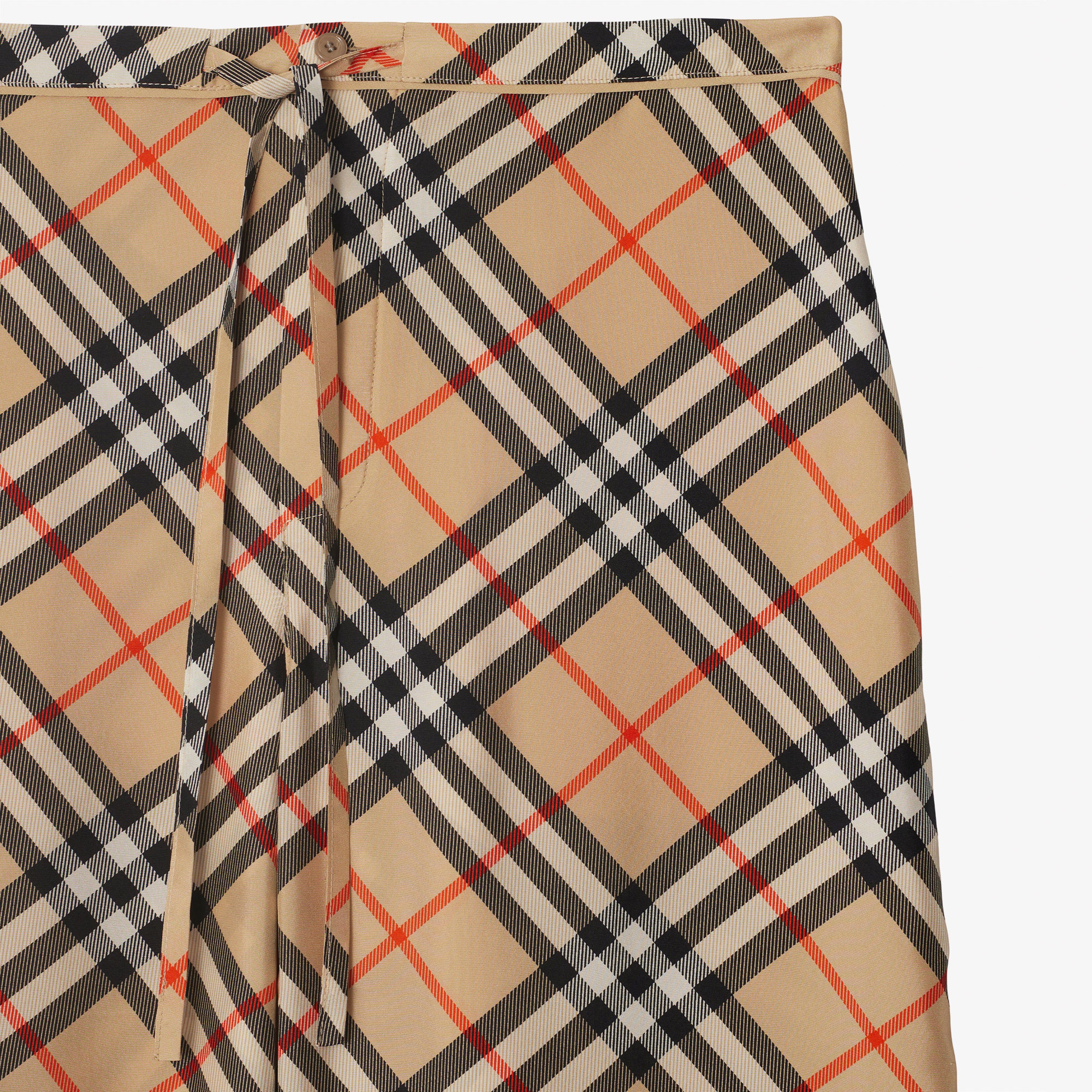 Burberry Check Silk Kadın Bej Pantolon
