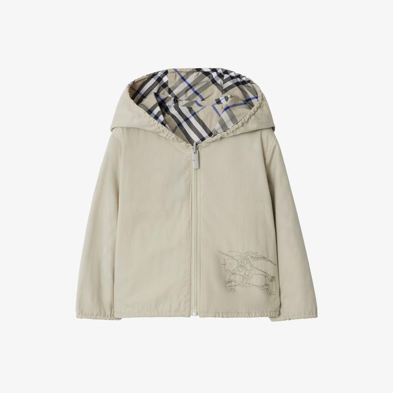Burberry Reversible Check Pamuk Karışımlı Çocuk Krem Rengi Ceket