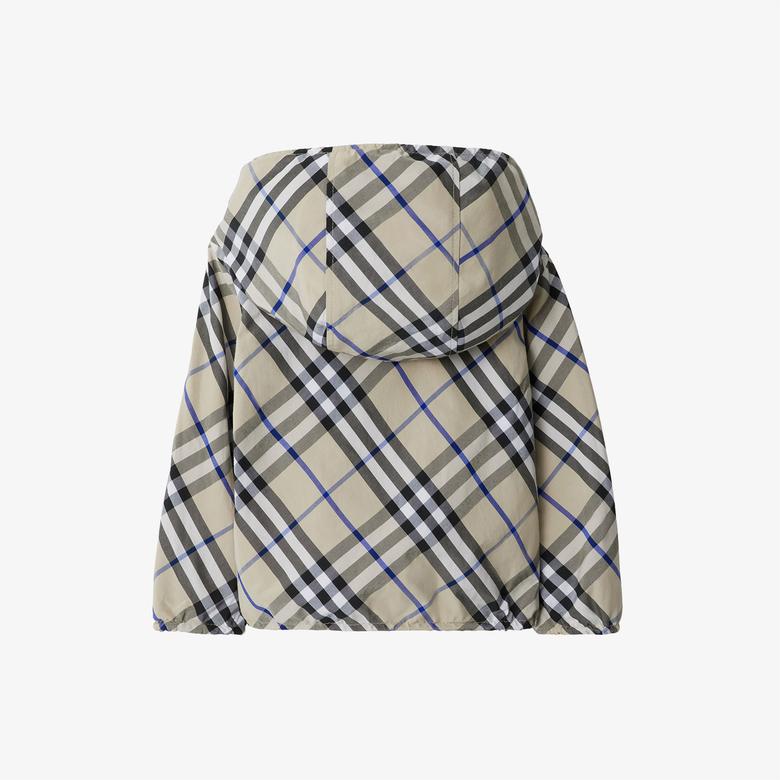 Burberry Reversible Check Pamuk Karışımlı Çocuk Krem Rengi Ceket