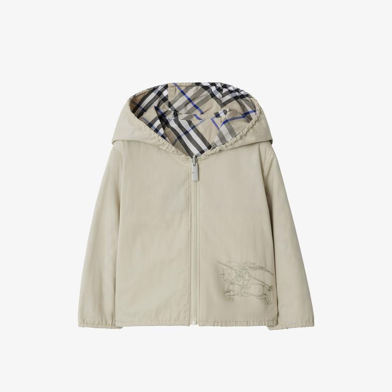 Burberry Reversible Check Pamuk Karışımlı Çocuk Krem Rengi Ceket