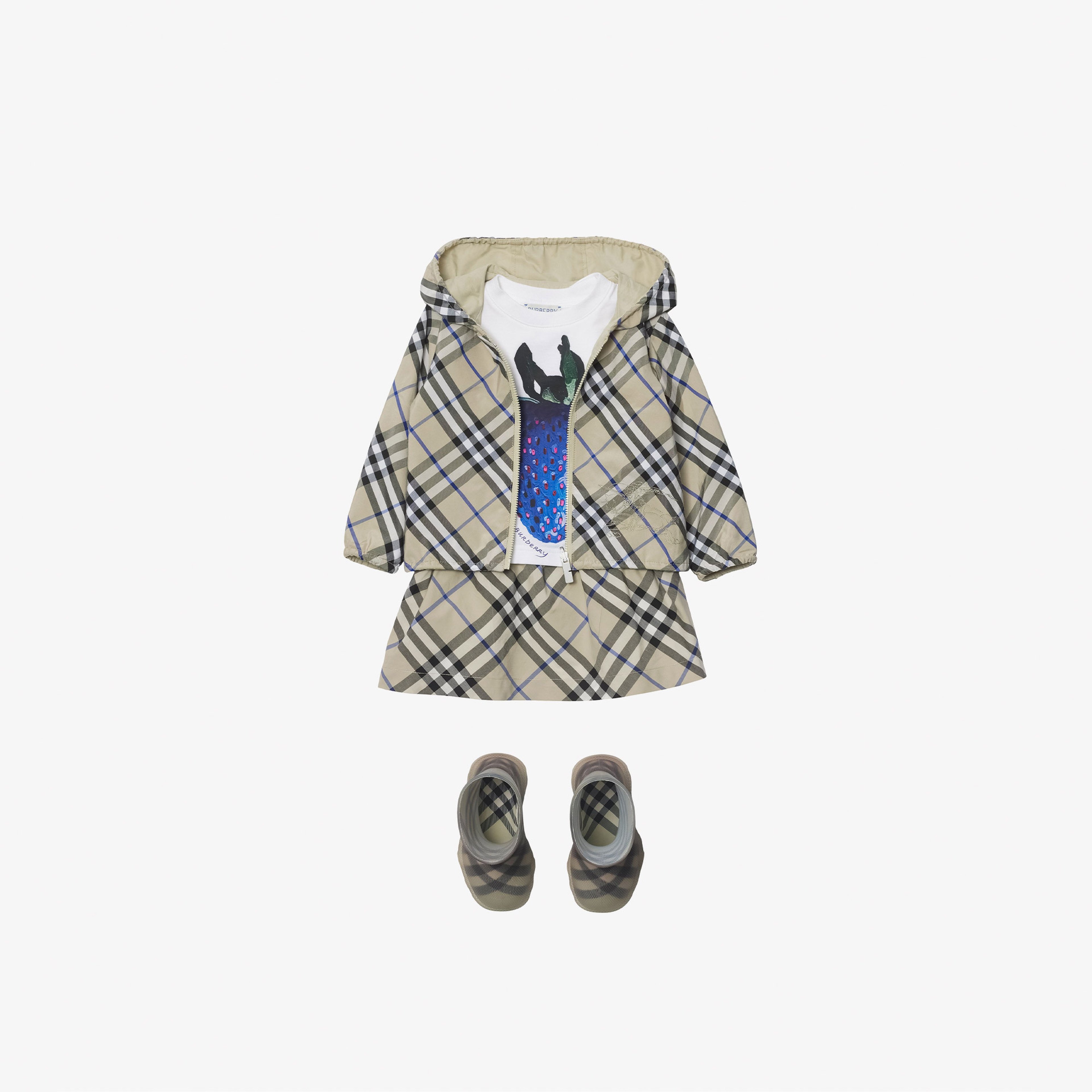 Burberry Reversible Check Pamuk Karışımlı Çocuk Krem Rengi Ceket