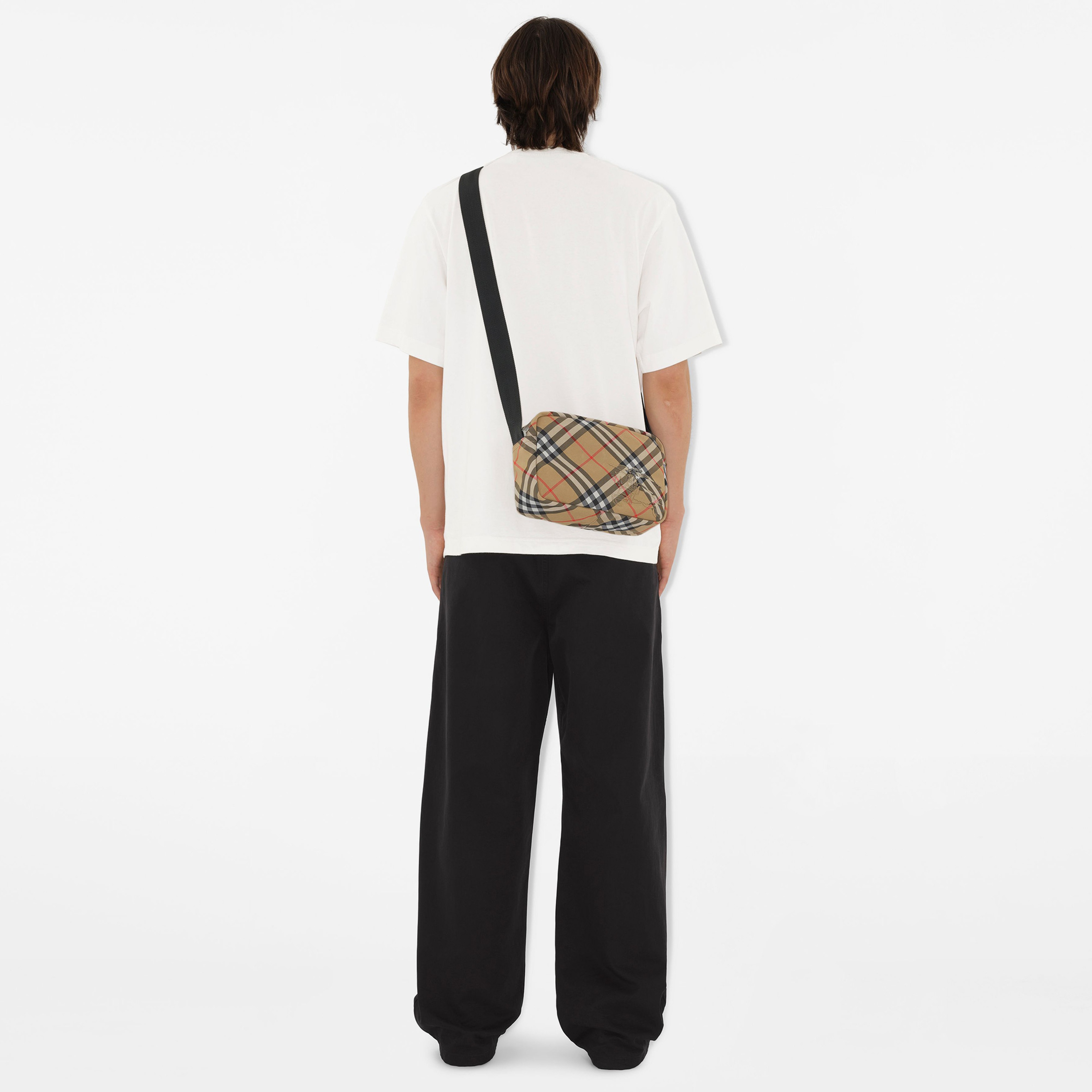 Burberry Check Crossbody Erkek Bej Omuz Çantası