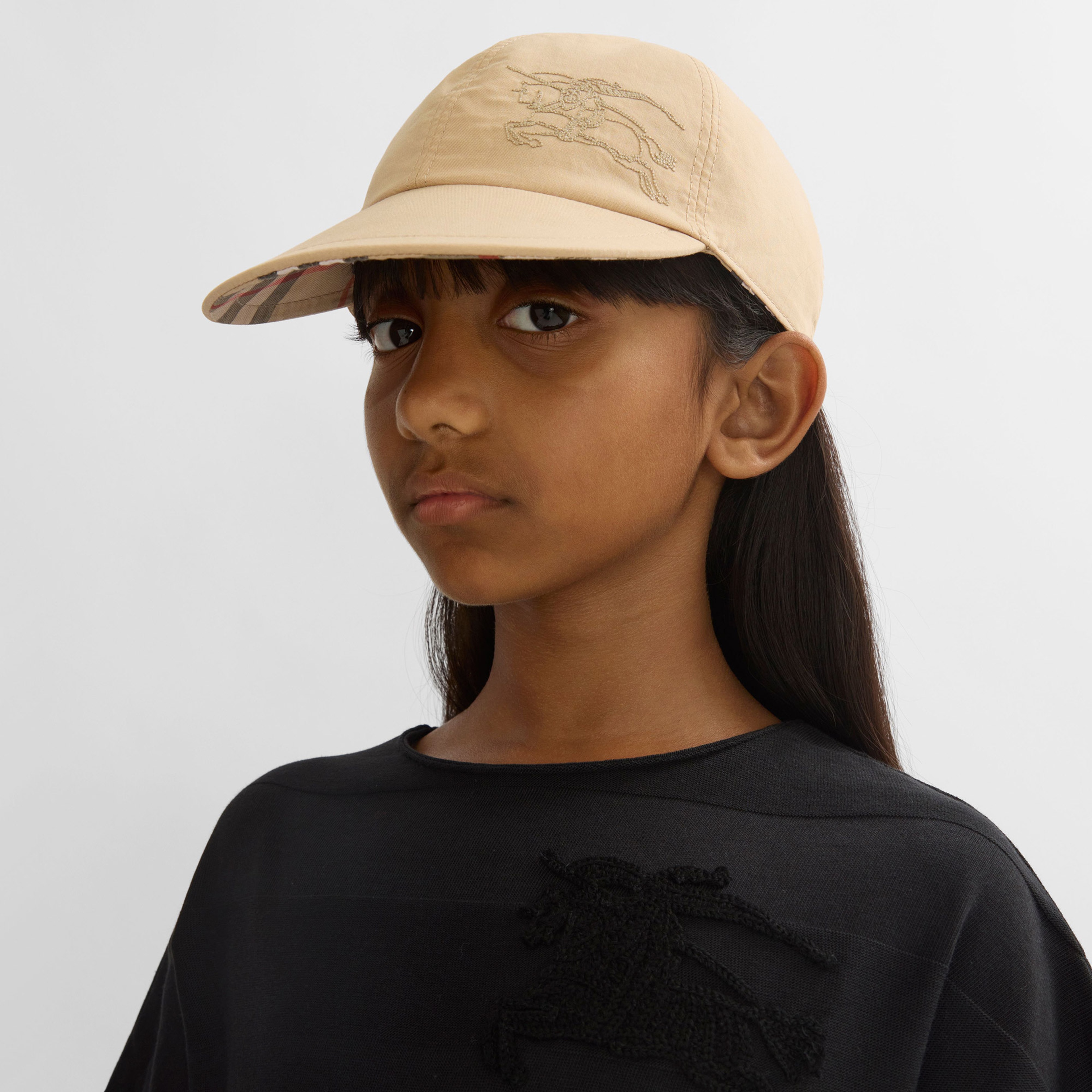 Burberry Reversible Pamuklu Baseball Çocuk Bej Şapka