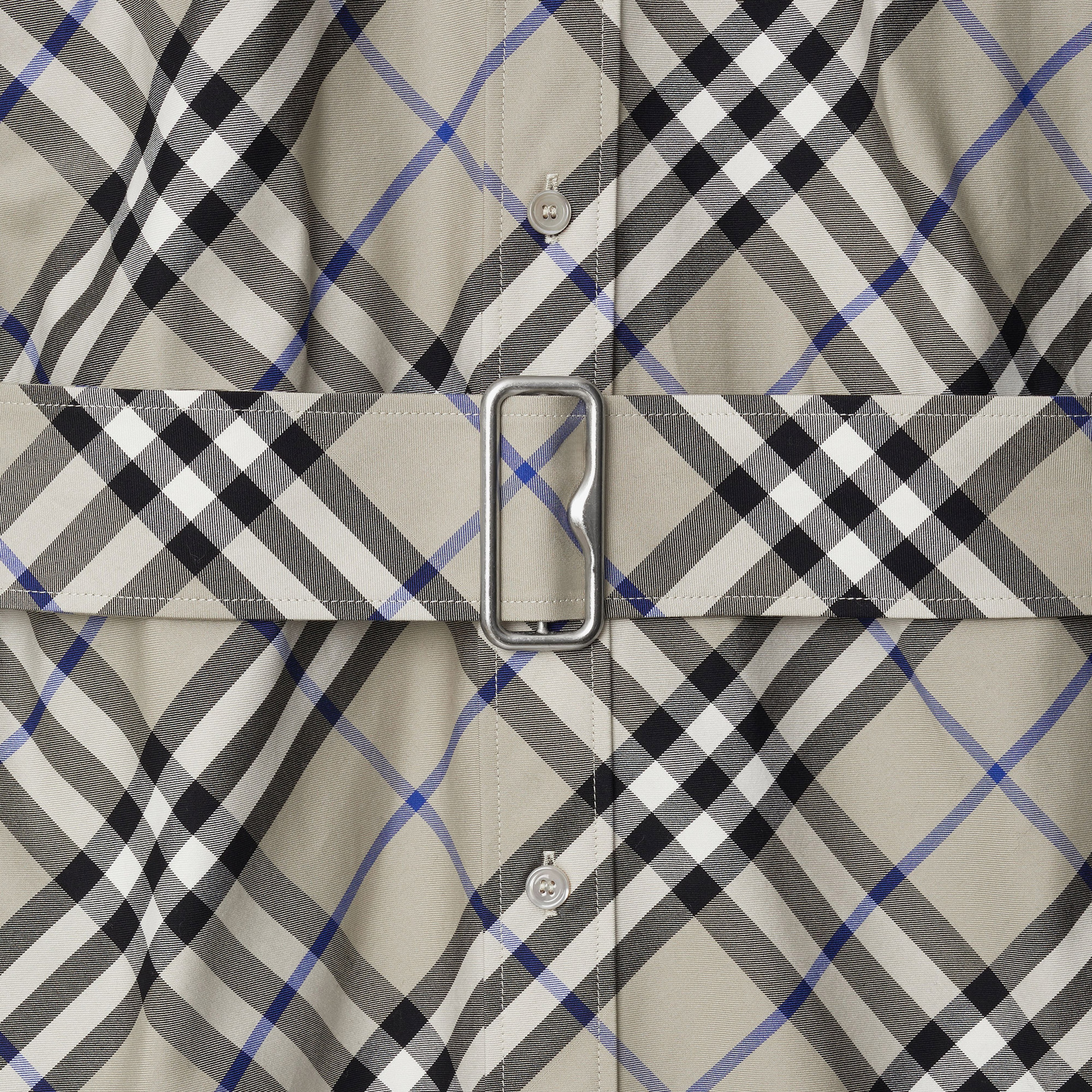 Burberry Check Pamuklu Kadın Krem Rengi Elbise