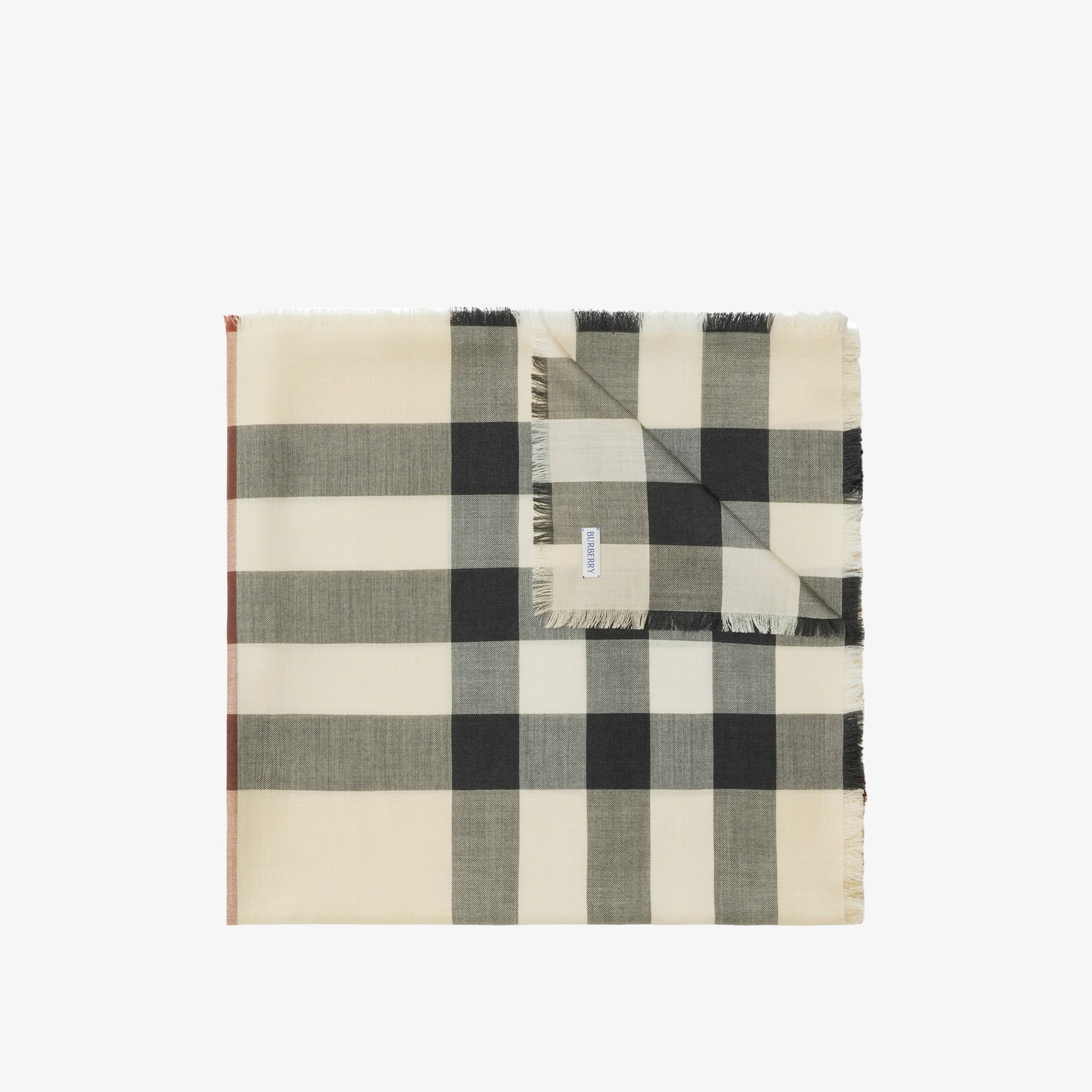 Burberry Kadın Check Kaşmir İpek Kadın Krem Rengi Atkı