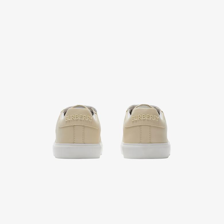 Burberry Check Leather Çocuk Krem Rengi Spor Ayakkabı