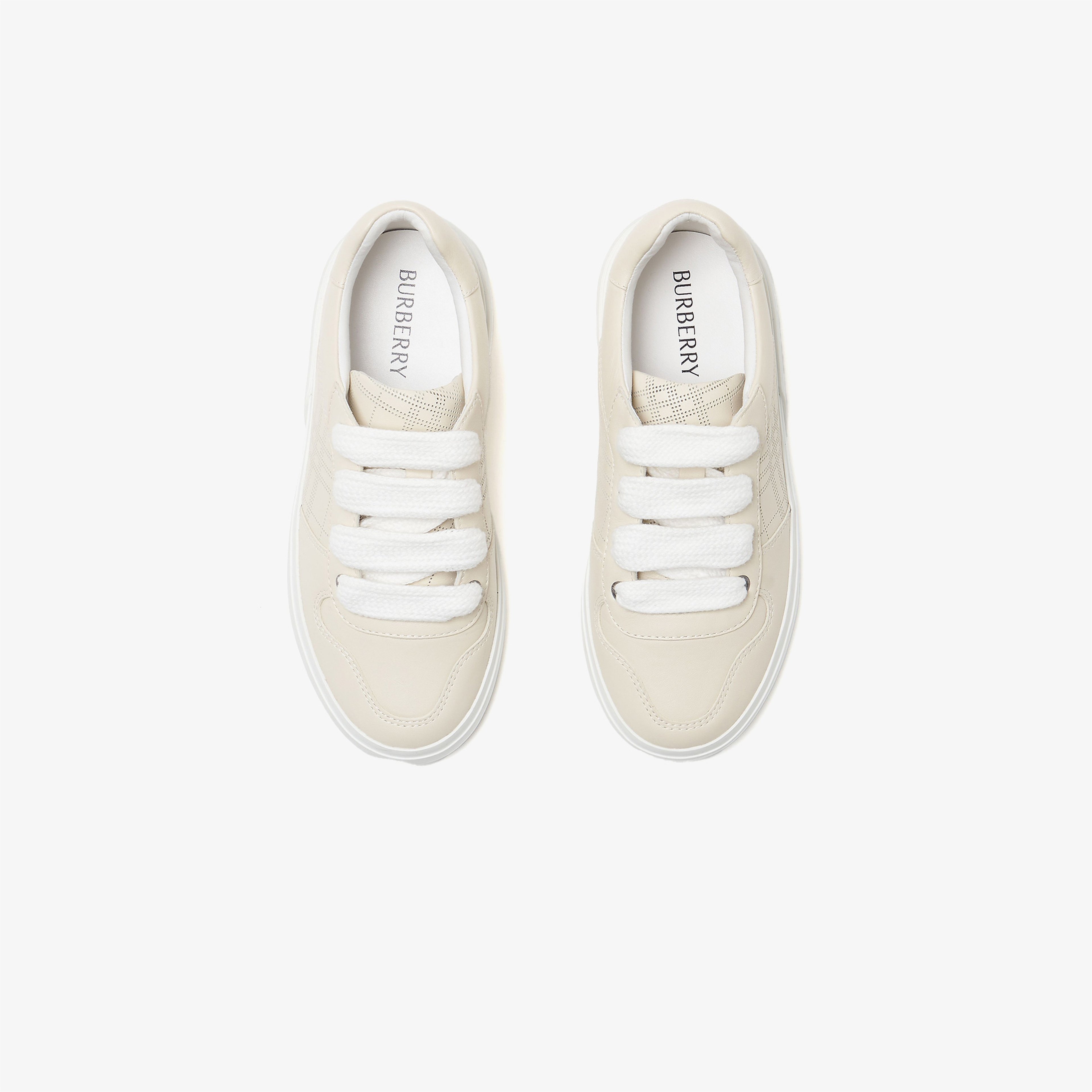 Burberry Check Leather Çocuk Krem Rengi Spor Ayakkabı