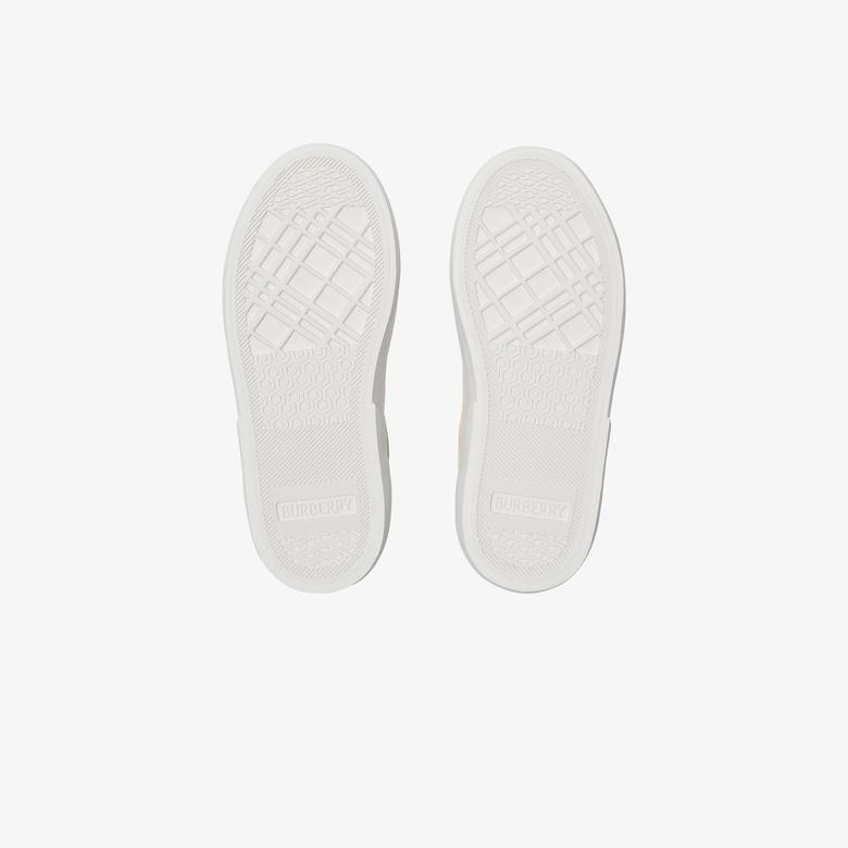 Burberry Check Leather Çocuk Krem Rengi Spor Ayakkabı