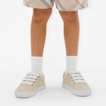 Burberry Check Leather Çocuk Krem Rengi Spor Ayakkabı