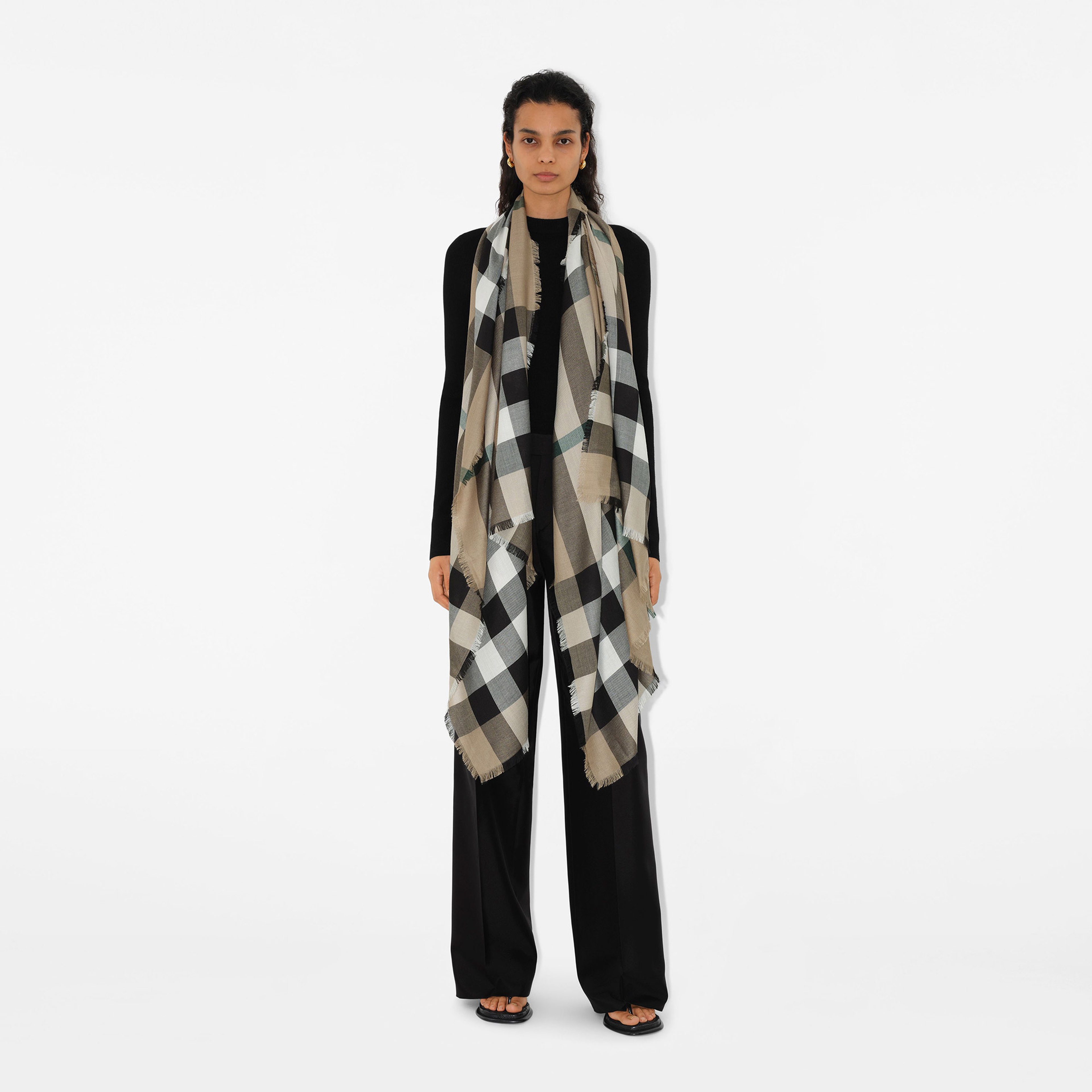 Burberry Check Kaşmir İpek Kadın Kahverengi Atkı