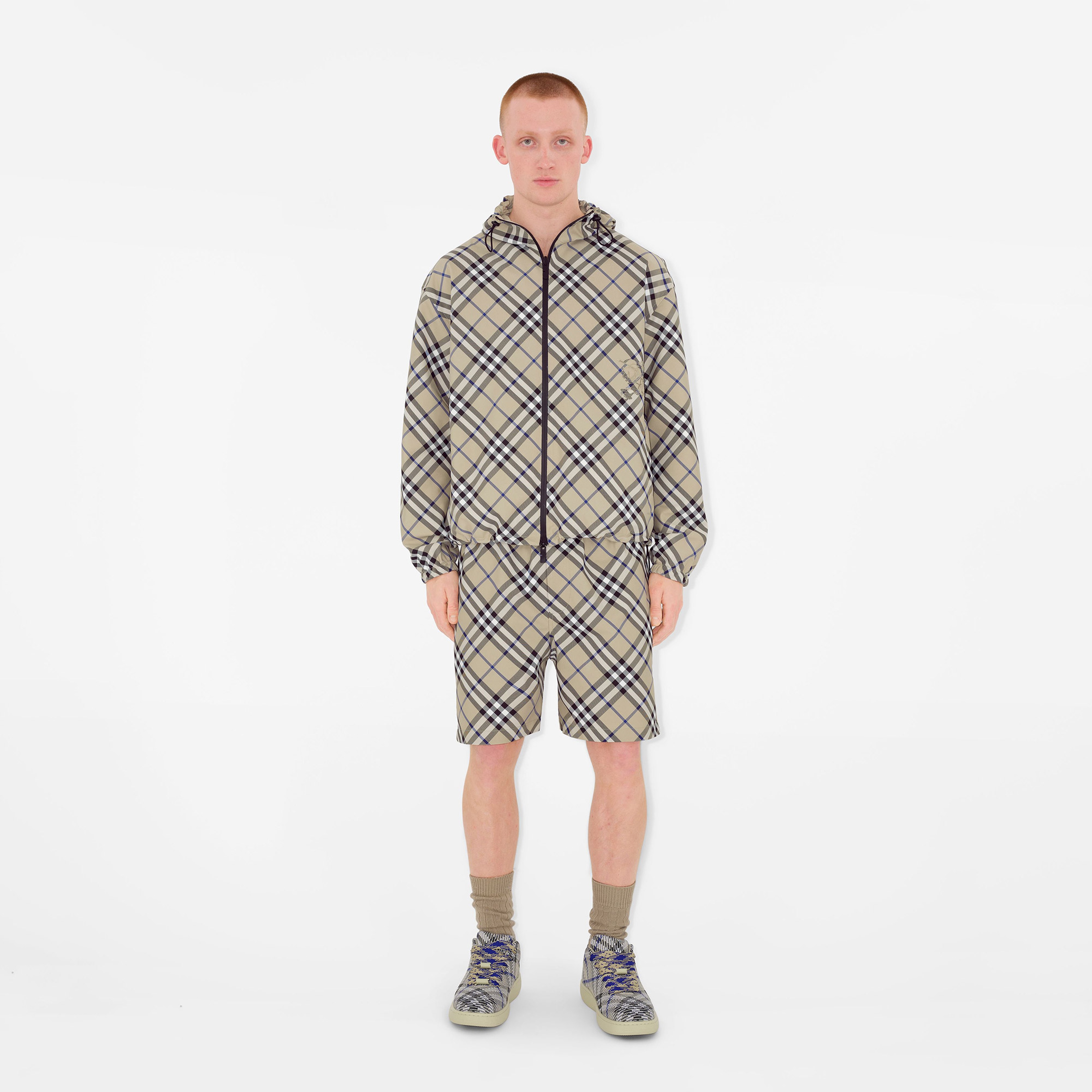 Burberry Check Knit Box Erkek Krem Rengi Spor Ayakkabı