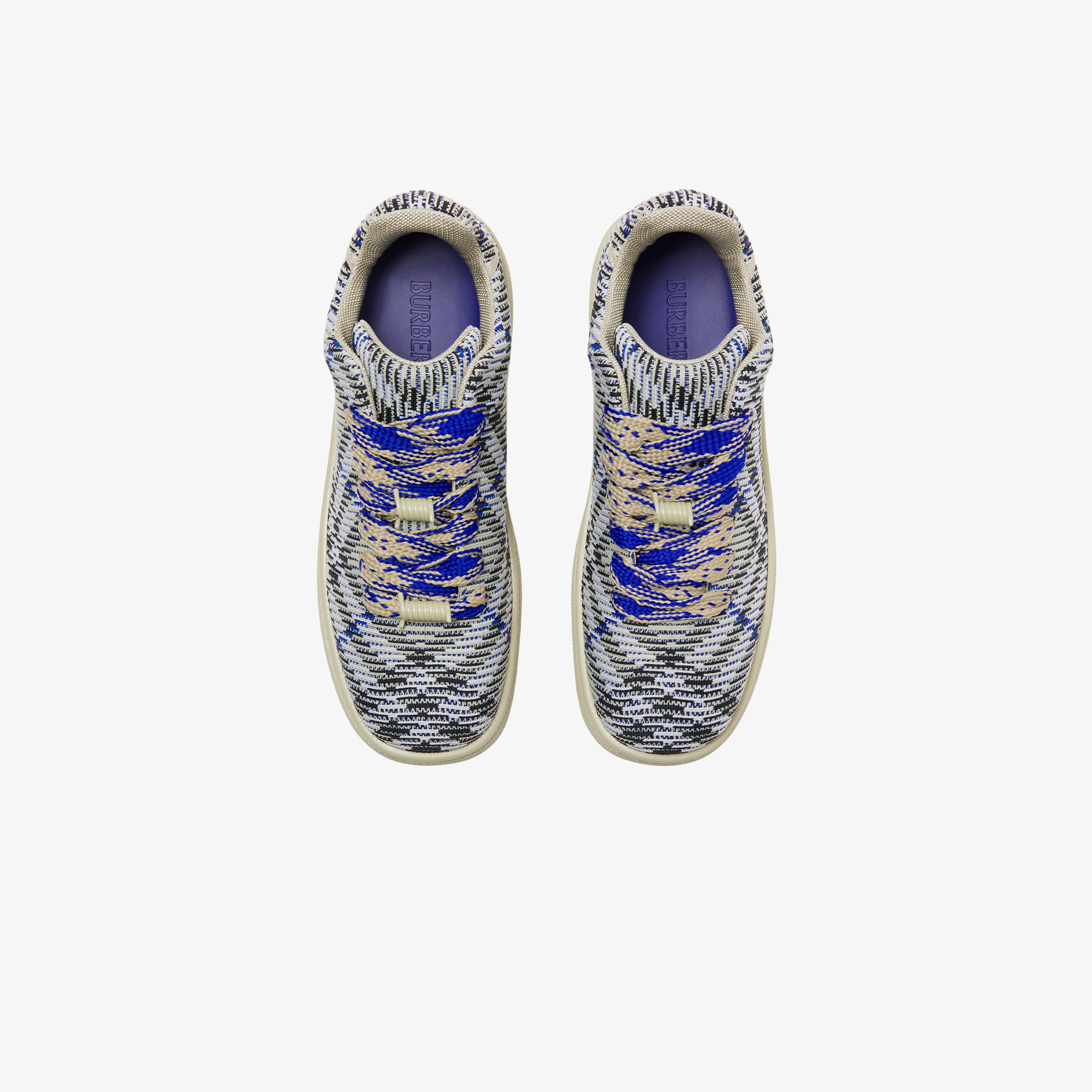 Burberry Check Knit Box Erkek Krem Rengi Spor Ayakkabı