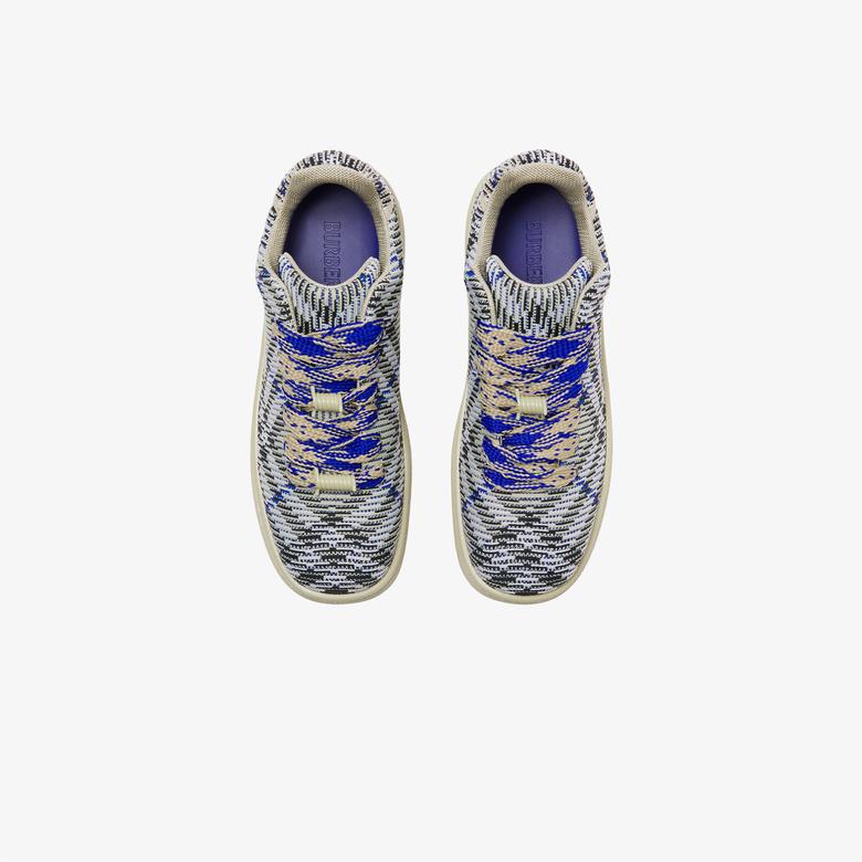 Burberry Check Knit Box Erkek Krem Rengi Spor Ayakkabı