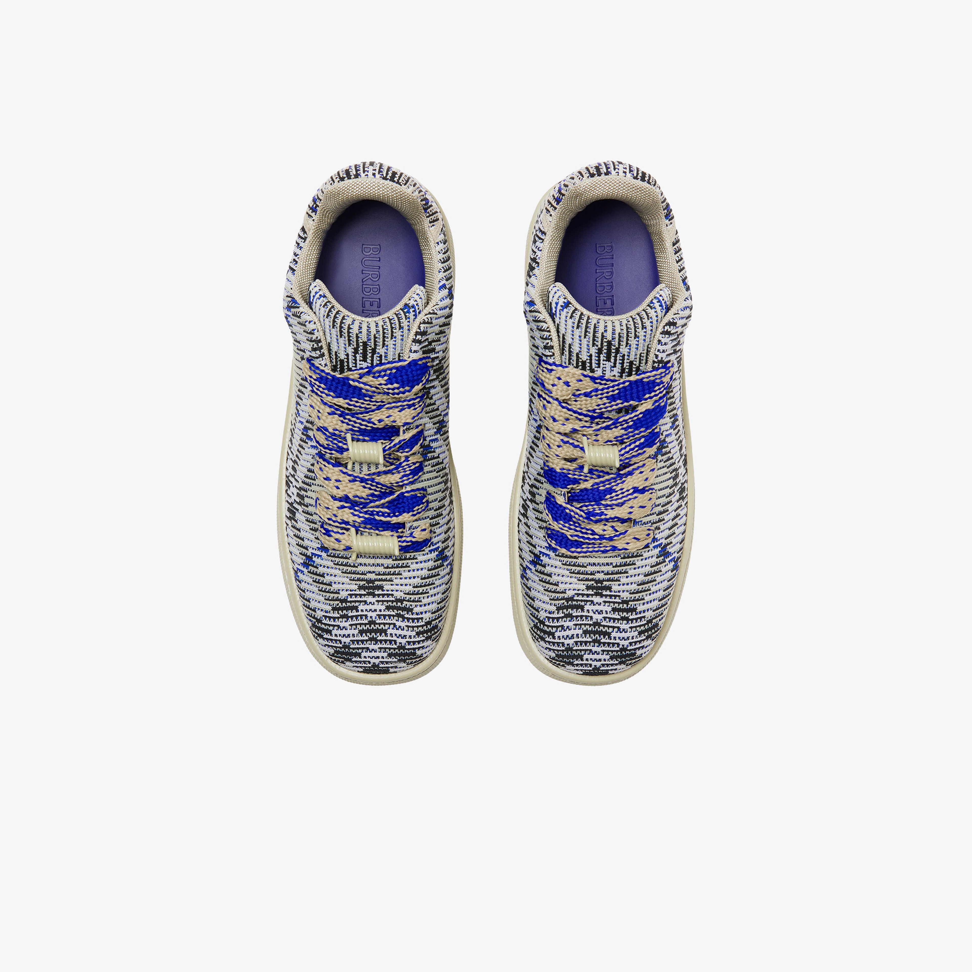 Burberry Check Knit Box Erkek Krem Rengi Spor Ayakkabı