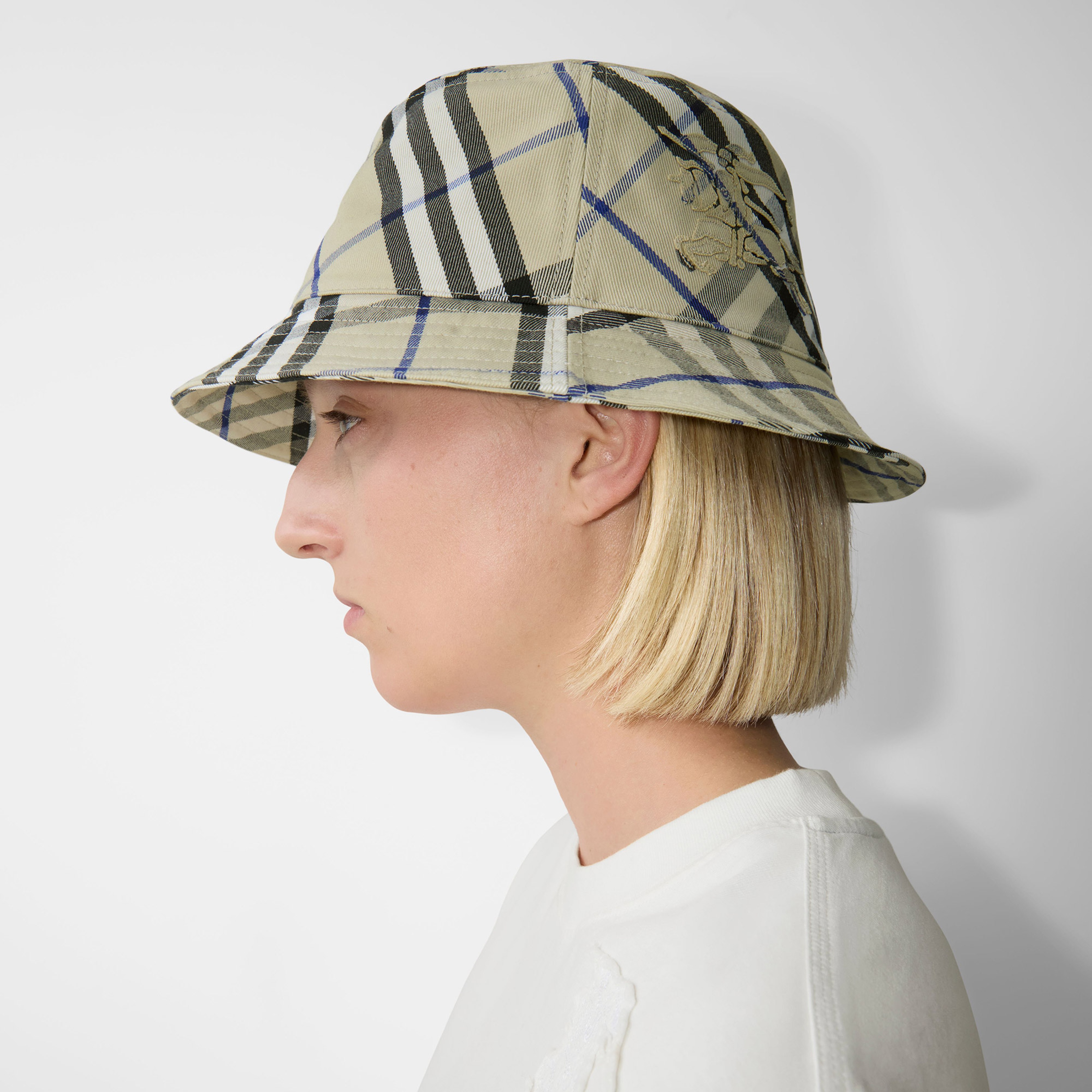 Burberry Check Pamuklu Blend Bucket Erkek Krem Rengi Şapka
