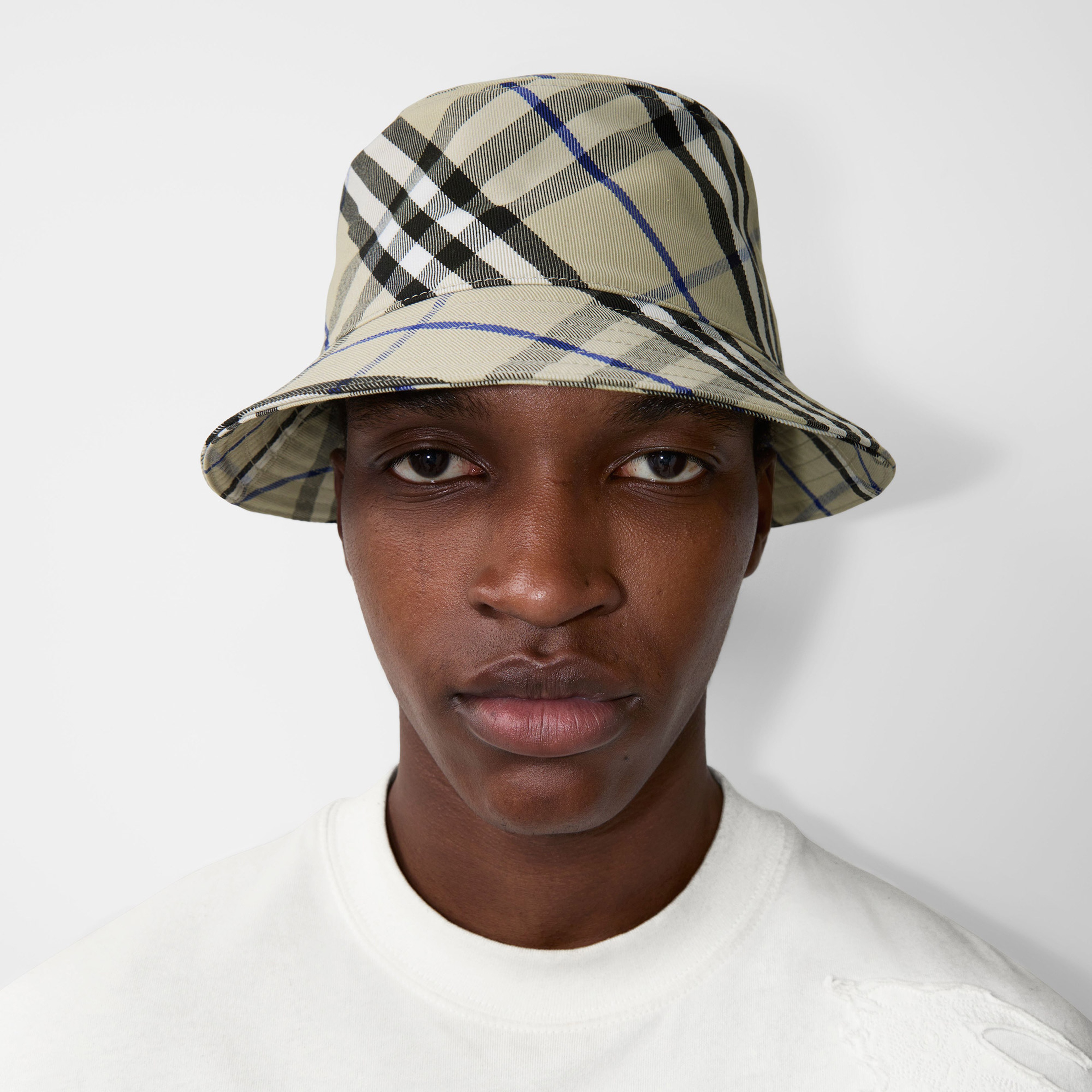Burberry Check Pamuklu Blend Bucket Erkek Krem Rengi Şapka